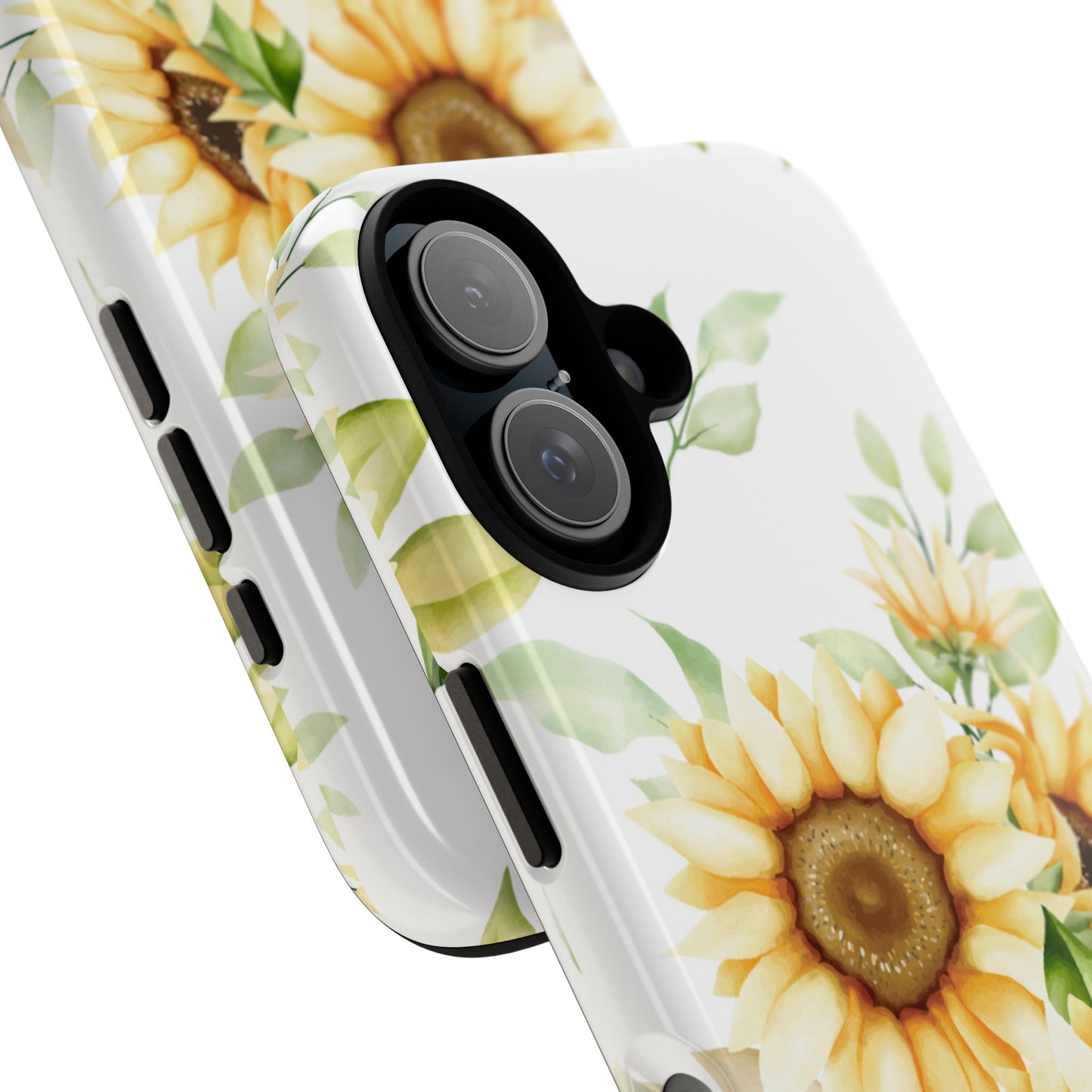 Sunflower Floral Tough Phone Case - Watercolor Botanical Art, Bright Nature Aesthetic, Compatible with iPhone, Galaxy, and Google Phones