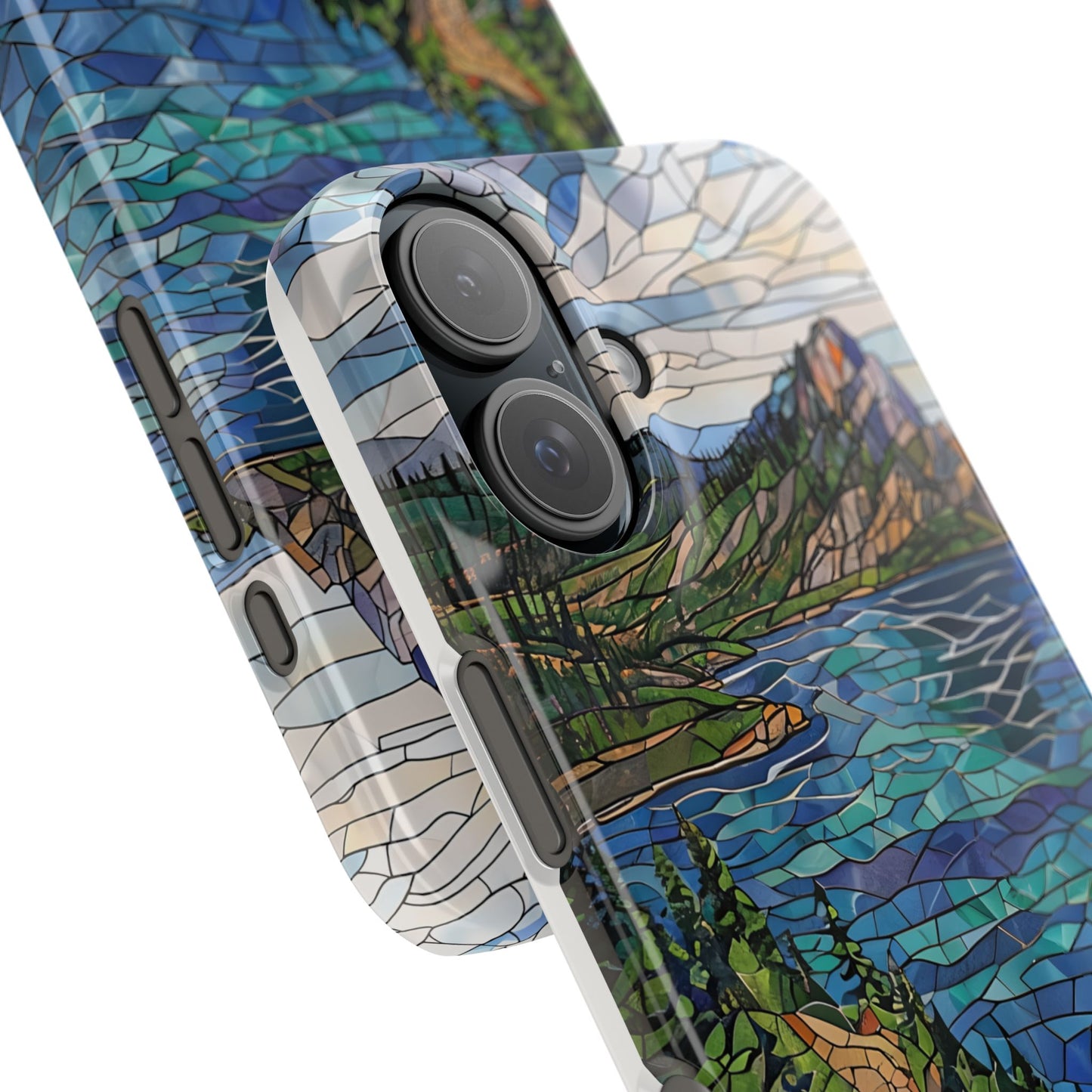 Isle Royale Mosaic Slim Phone Case, Remote Island Wilderness Art, Great Lakes Nature Aesthetic, Eco-Friendly Phone Accessory