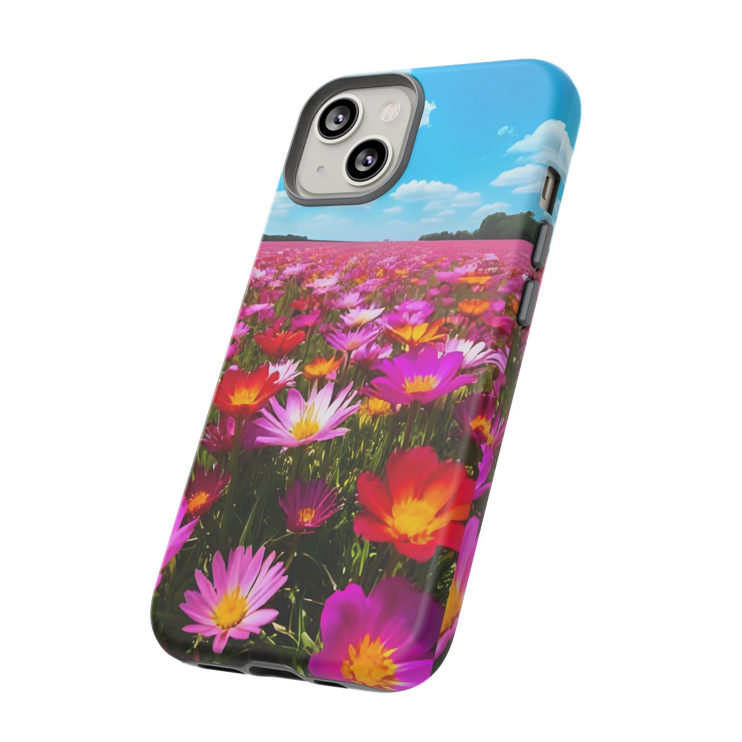 Flower Field Tough Phone Case - Wildflower Meadow Print, Colorful Nature Aesthetic, Compatible with iPhone, Galaxy, and Google Phones