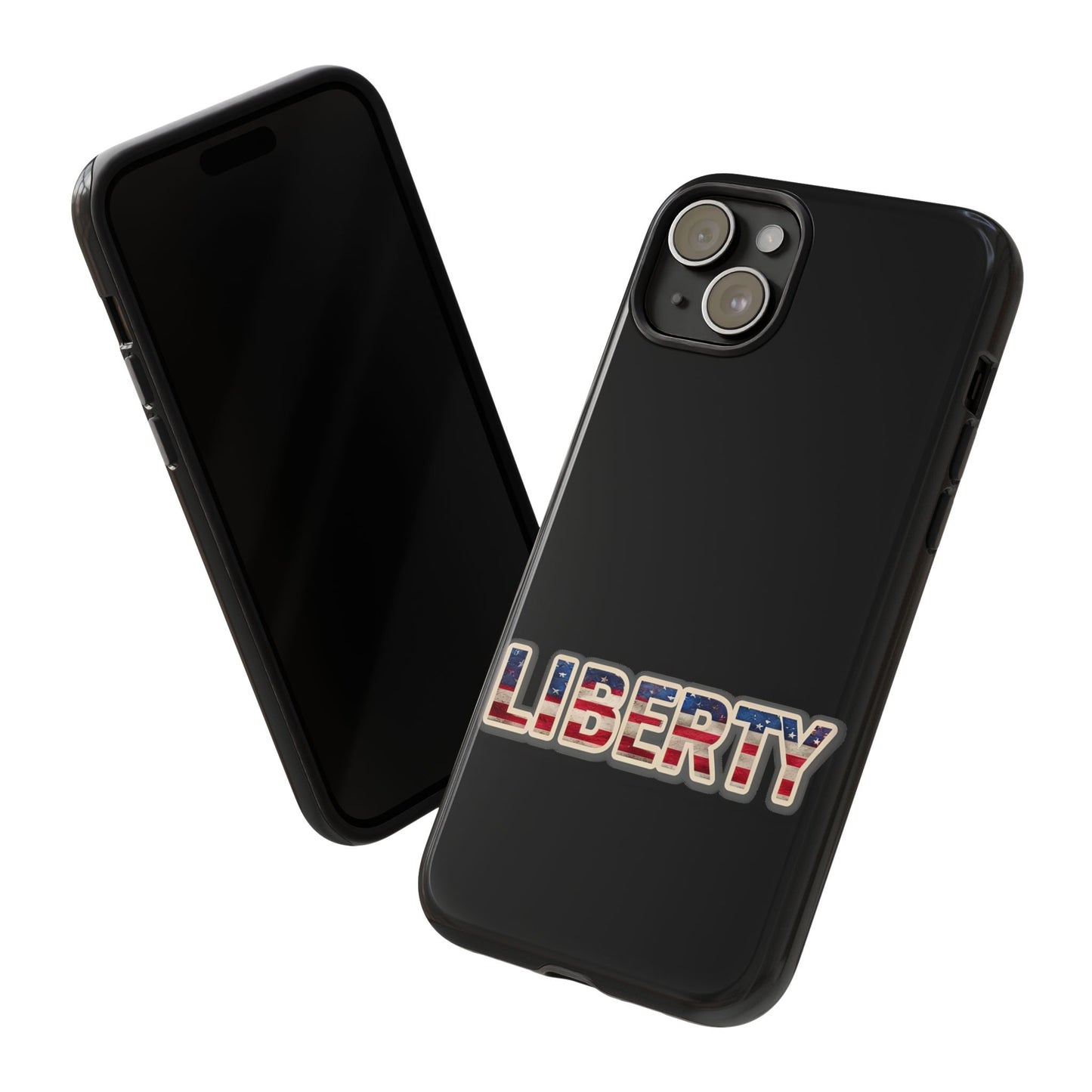Liberty USA Tough Phone Case, Patriotic USA Flag Lettering Cover, compatible with iPhone 17, 16, 15, 14, 13, Galaxy, Google