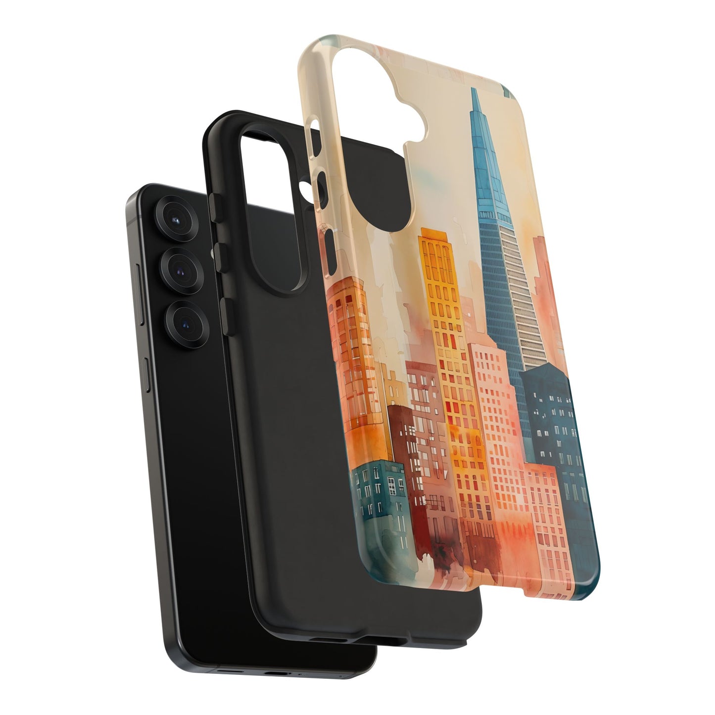 San Francisco Cityscape Tough Phone Case - Tropical Skyline Aesthetic, Sunset Beach Urban Art, Compatible with iPhone, Galaxy, and Google