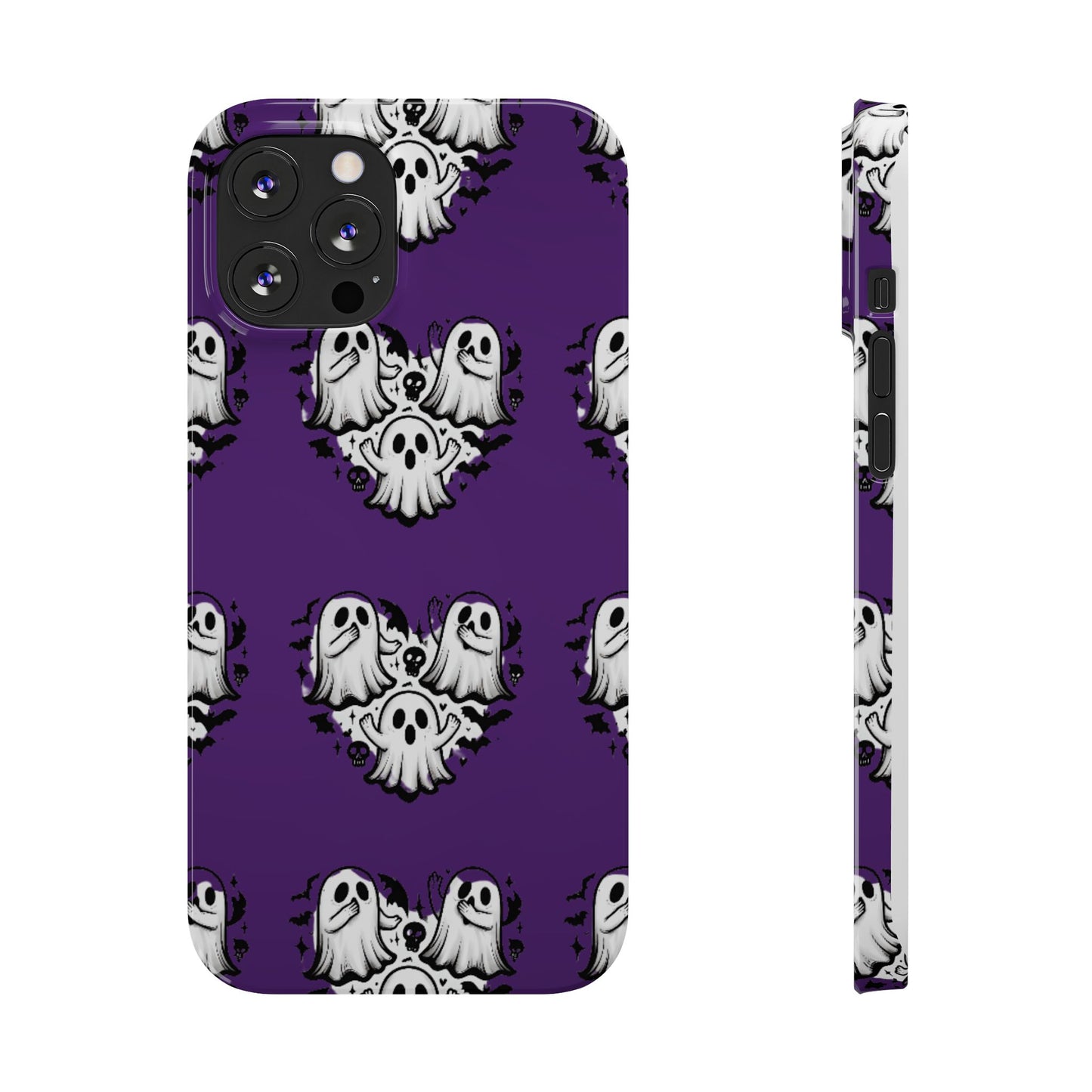 Cute Ghost Heart Slim Phone Case, Creepy Cute Spooky Heart Print, Goth Coquette Aesthetic Spooky Accessories, Halloween Gift Case