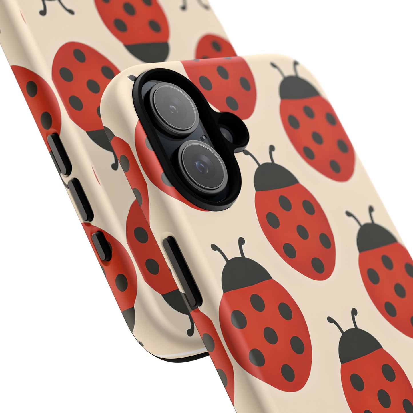 Cute Ladybug Tough Phone Case - Red and Black Insect Pattern, Nature-Inspired Design, Compatible with iPhone, Galaxy, and Google Phones