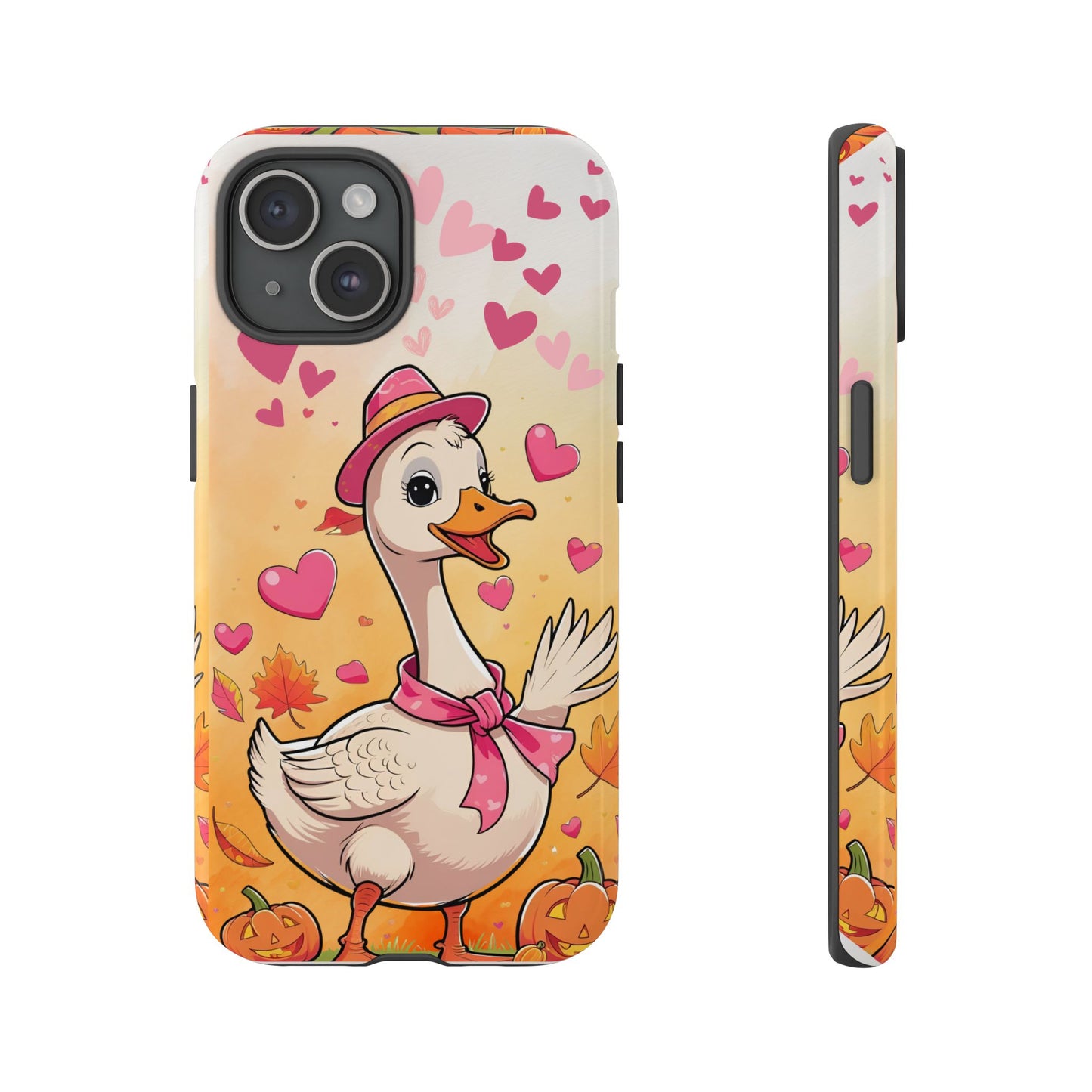 Summerween Silly Goose Phone Case, Coquette Halloween Phone Cover, Cozy Cute Halloween Aesthetic Case, Pink Hearts Fall Glam Girl Accessory