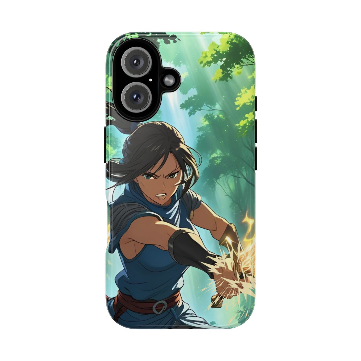 Anime Warrior Girl Tough Phone Case - Japanese Action Aesthetic, Fierce Heroine Design, Compatible with iPhone, Galaxy, and Google Phones