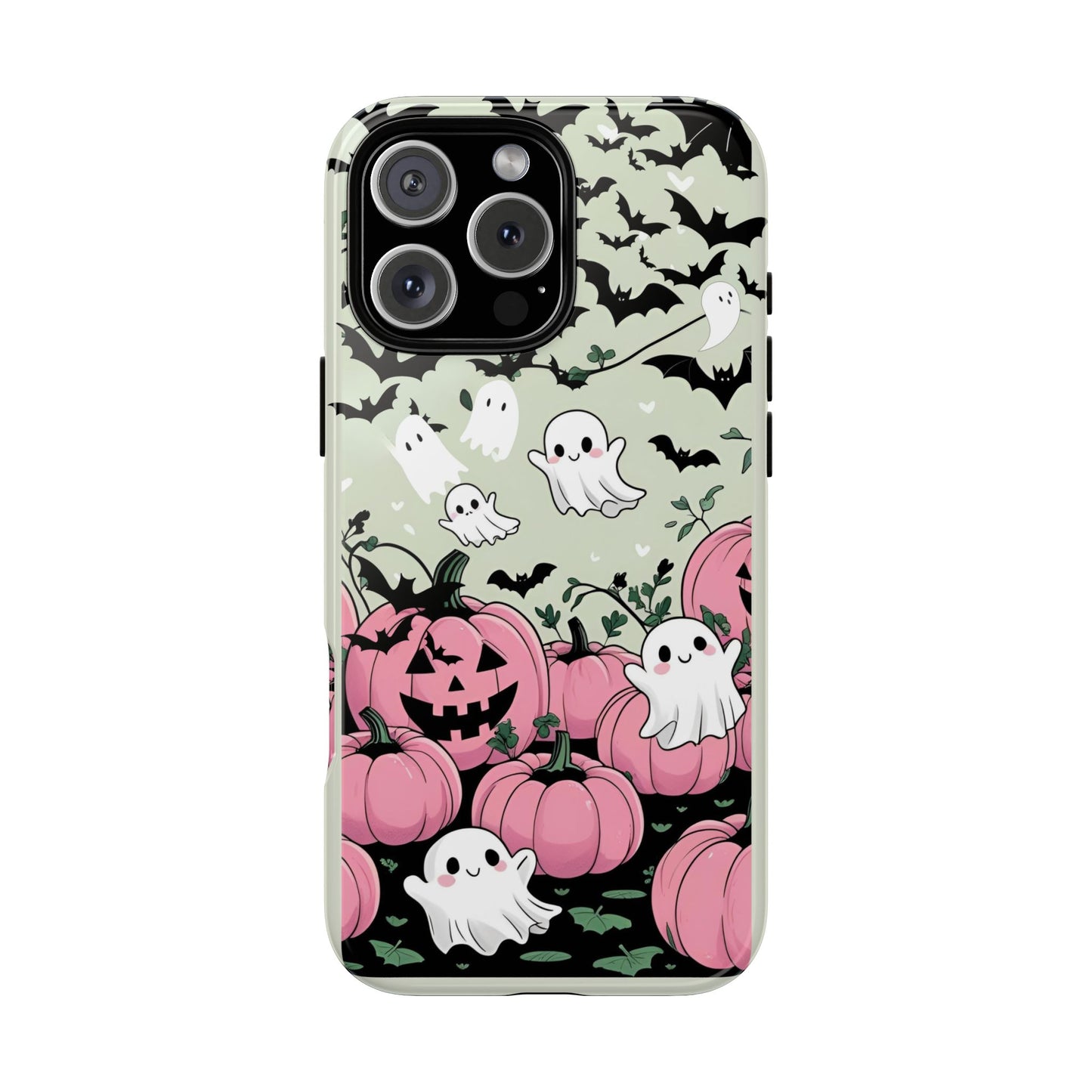 Soft Spooky Phone Case, Coquette Ghost Case, Pastel Halloween Aesthetic, Cute Pink Pumpkin Cover, Muted Color Halloween Gift