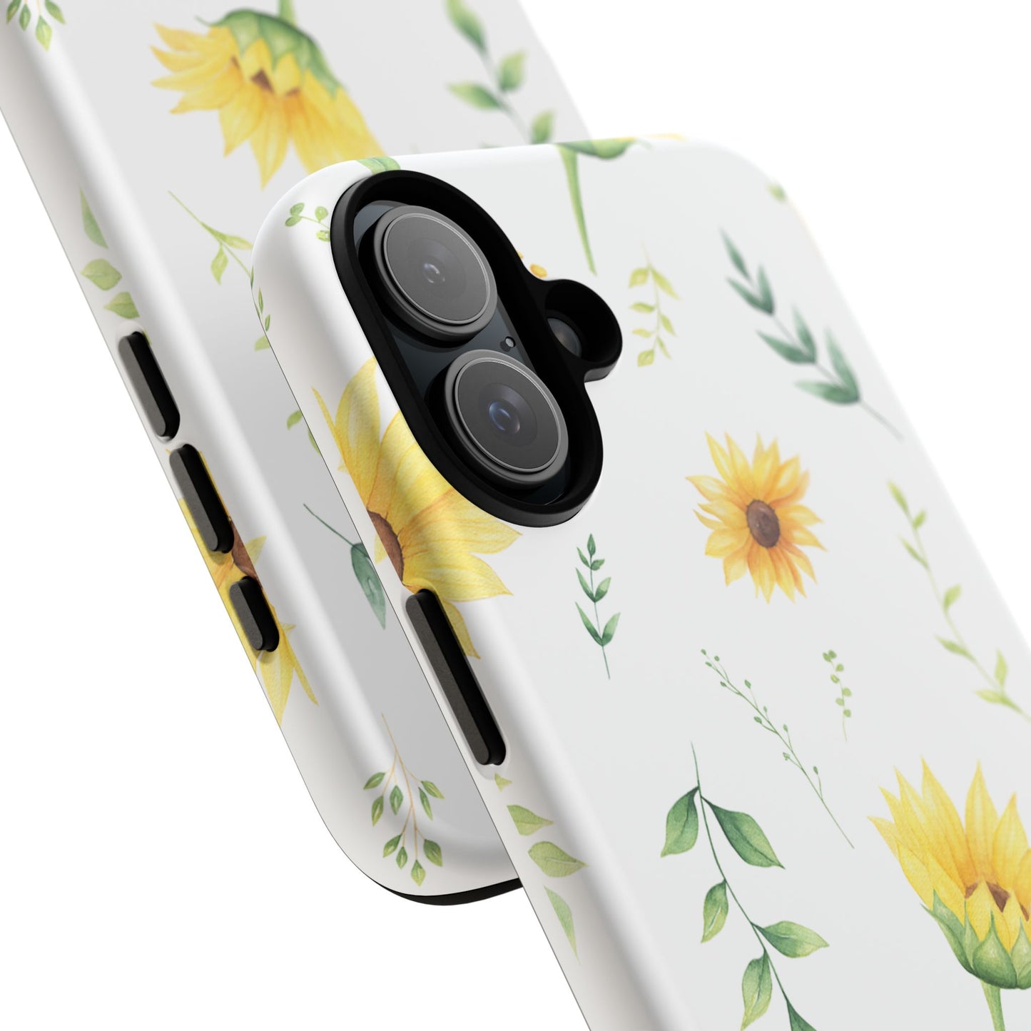 Sunflower Floral Tough Phone Case - Watercolor Botanical Print, Bright Nature Aesthetic, Compatible with iPhone, Galaxy, and Google Phones