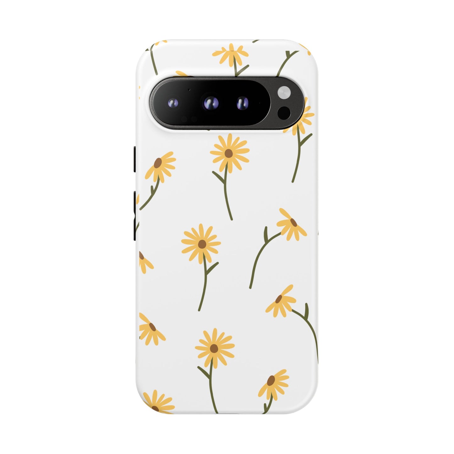 Sunflower Floral Tough Phone Case - Minimal Daisy-Inspired Print, Simple Botanical Aesthetic, Compatible with iPhone, Galaxy, and Google
