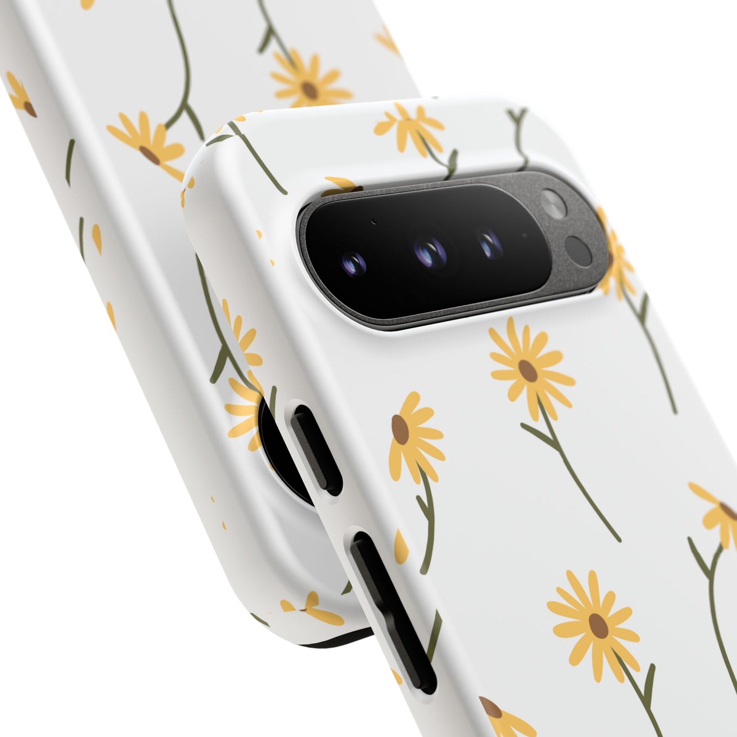 Sunflower Floral Tough Phone Case - Minimal Daisy-Inspired Print, Simple Botanical Aesthetic, Compatible with iPhone, Galaxy, and Google