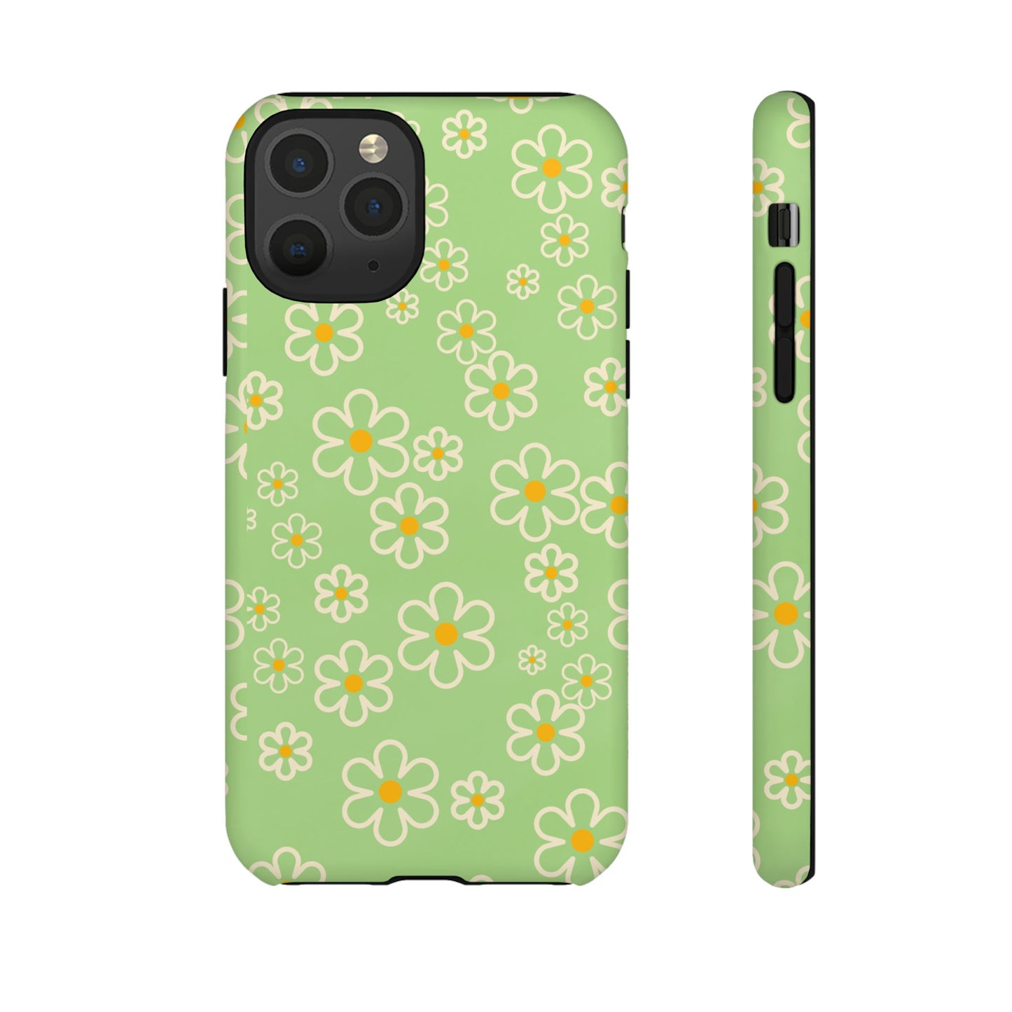 Minimal Daisy Flower Tough Phone Case - Retro Coquette Floral Print, Cute Soft Aesthetic, Compatible with iPhone, Galaxy, and Google Phones