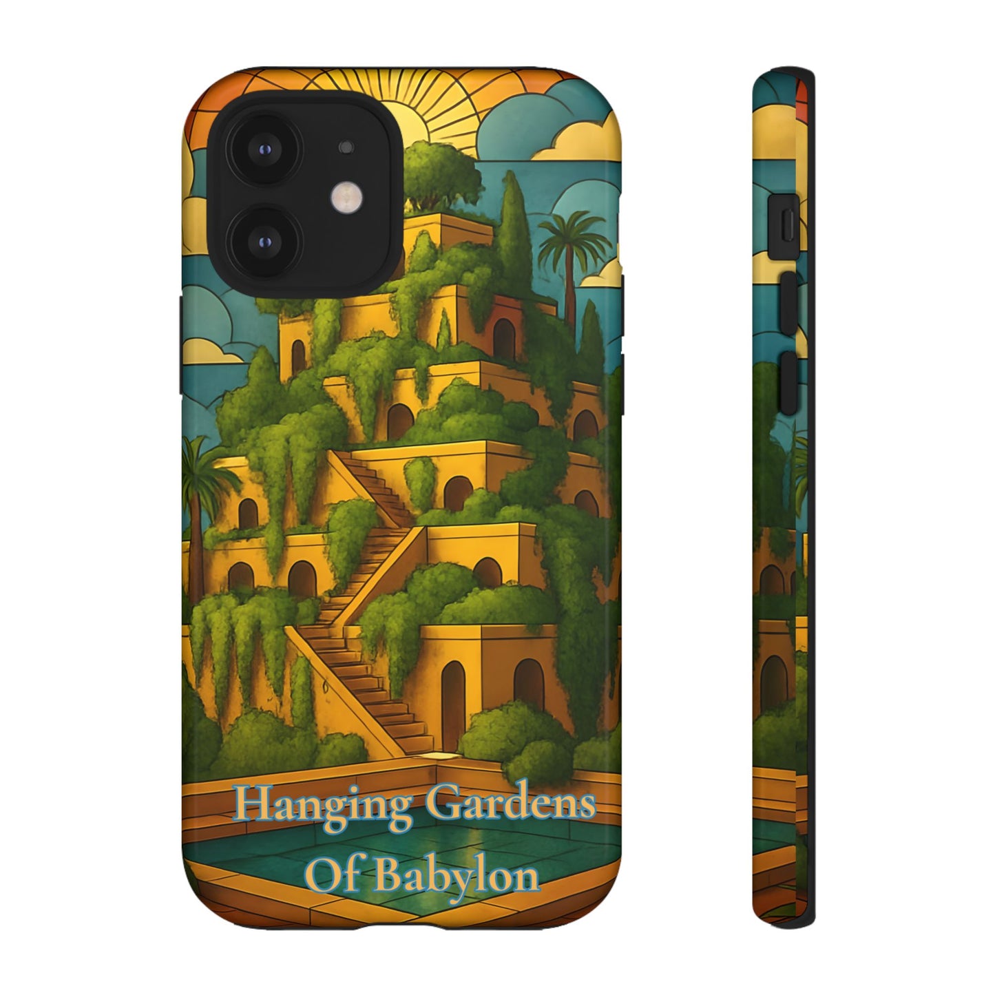 Hanging Gardens of Babylon Tough Phone Case Ancient World Wonder Art, Mythical Historic Aesthetic Compatible with iPhone, Galaxy, and Google