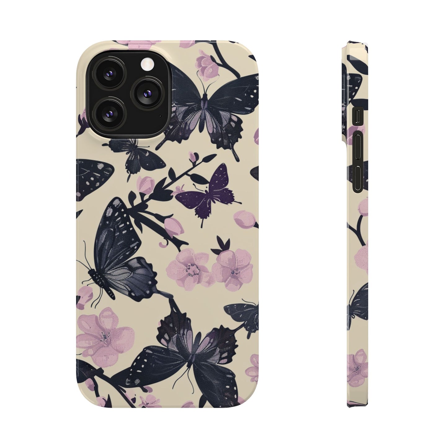 Butterfly Floral Slim Phone Cases, Elegant Butterfly Design, Nature Lover Gift, Phone Accessory, Stylish Cases for Women