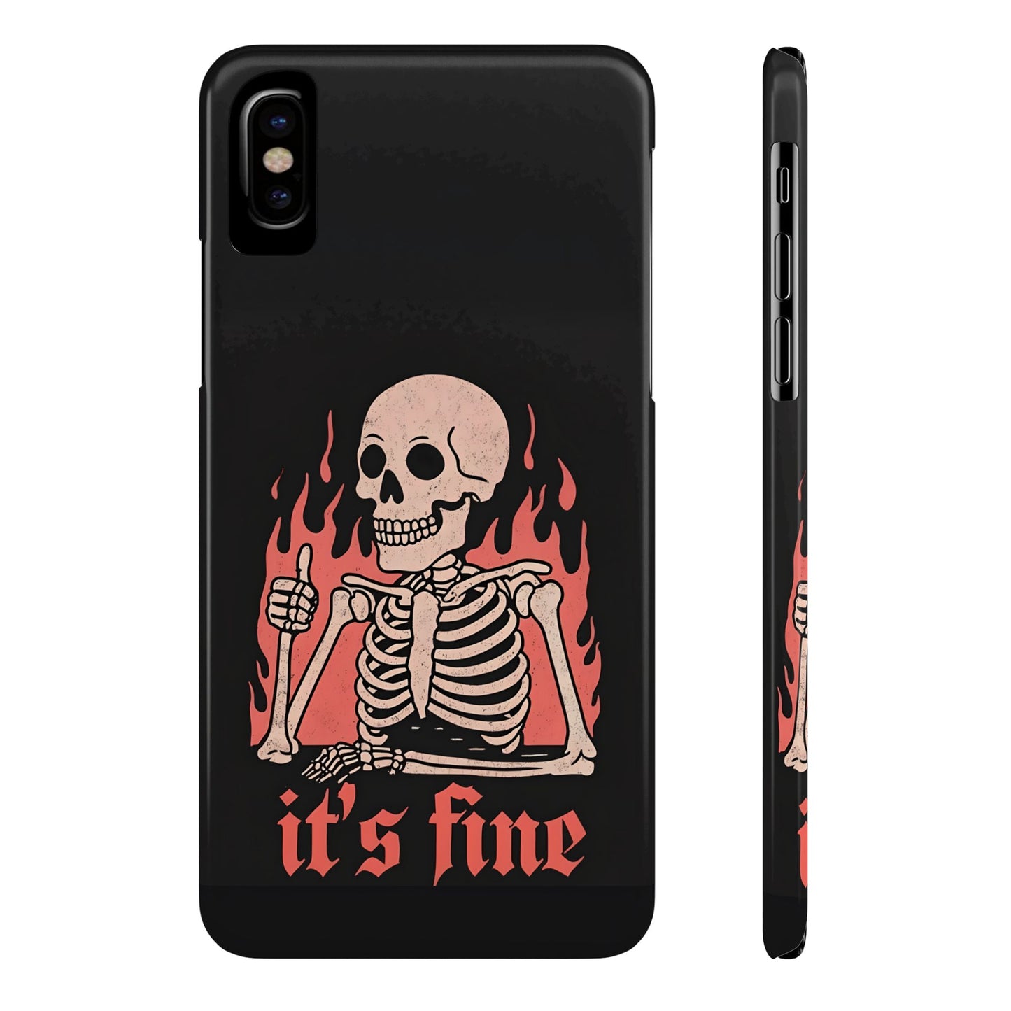 Skeleton It's Fine Phone Case, Slim Phone Cover, Halloween Gift, Gothic Style, Quirky Phone Accessories, Unique Slim Cases