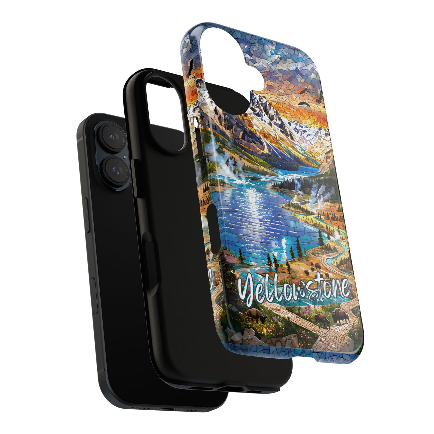 Yellowstone  National Park Phone Case, Mosaic Phone Case, Yellowstone National Park Gift, Scenic Mountains Phone Cover, Landscape Aesthetic