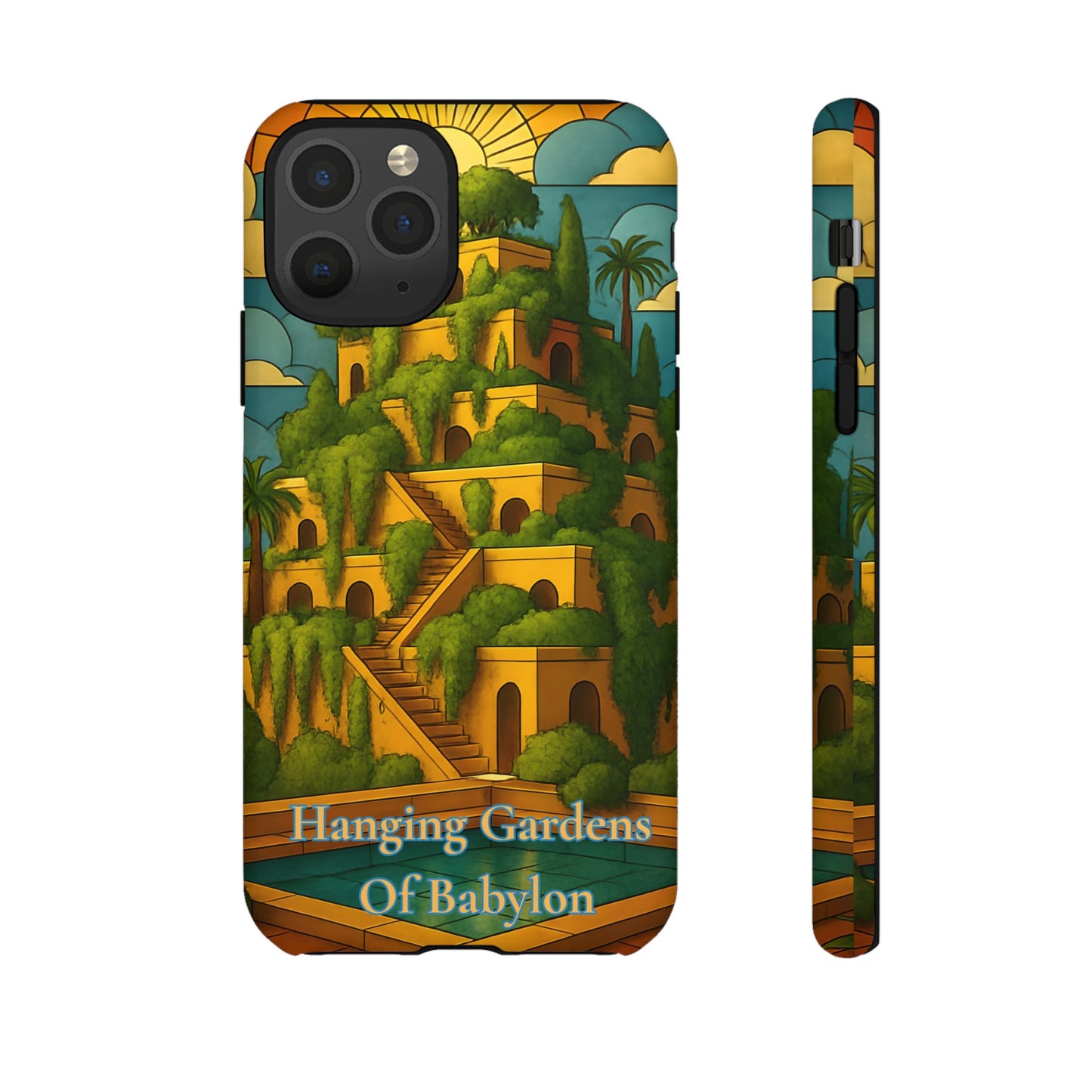 Hanging Gardens of Babylon Tough Phone Case Ancient World Wonder Art, Mythical Historic Aesthetic Compatible with iPhone, Galaxy, and Google