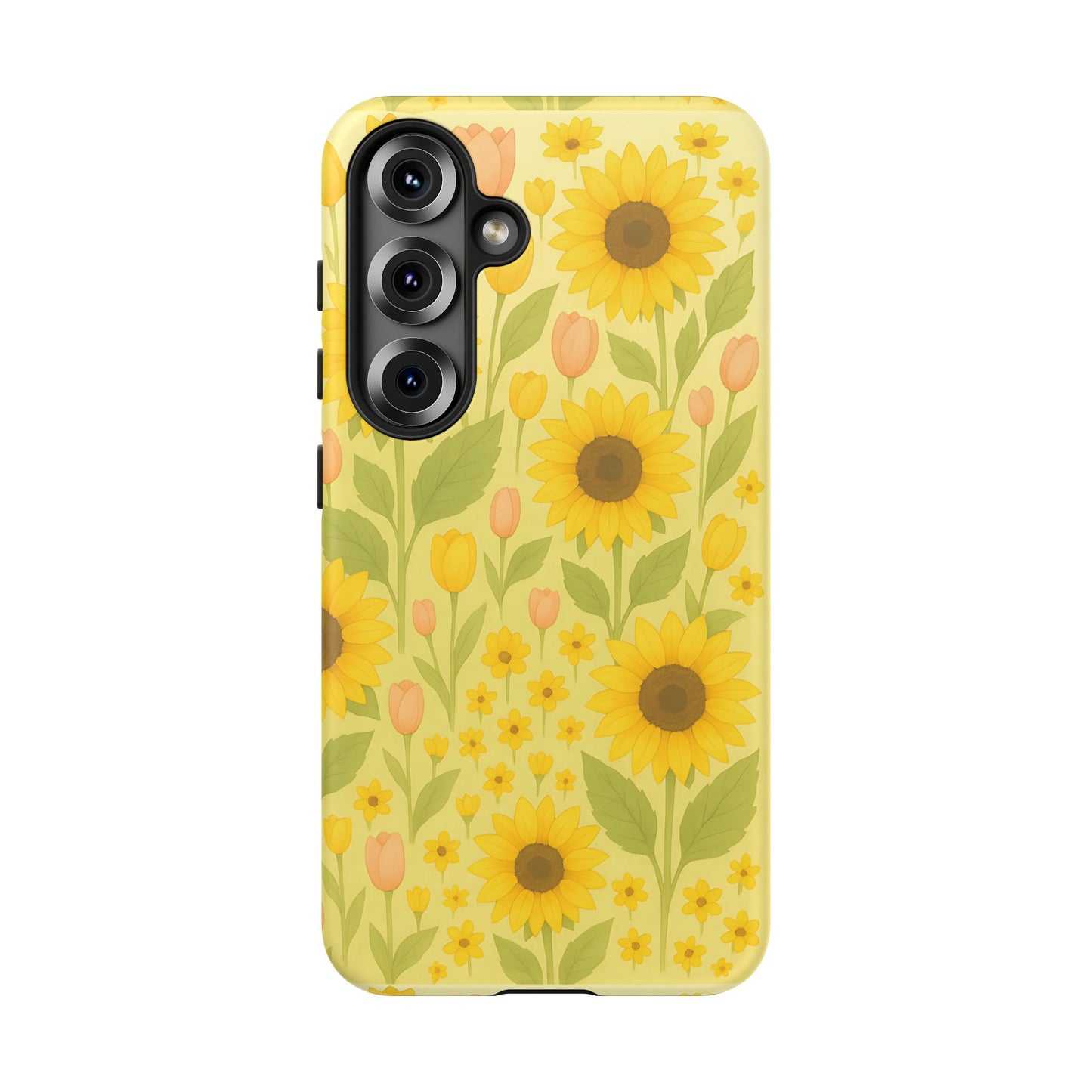 Sunflower Floral Phone Case, Watercolor Botanical Print, Aesthetic Tough Phone Case, Compatible with iPhone, Galaxy, Google