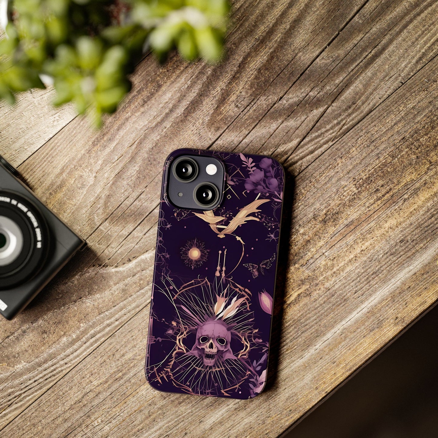 Gothic Floral Slim Phone Cases, Ghostly Style Mobile Cover, Dark Aesthetic Gift, Unique Protective Case, Perfect for Halloween