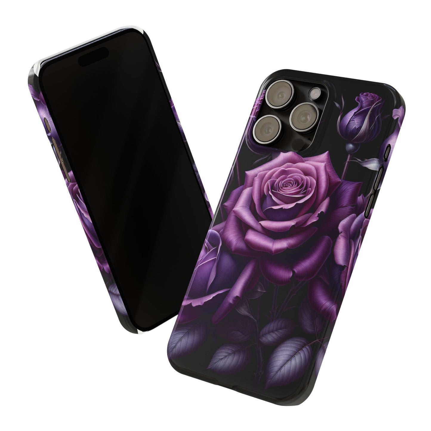 Purple Rose Slim Phone Cases, Floral Phone Cover, Elegant Smartphone Case, Gift for Her, Mother's Day Accessories