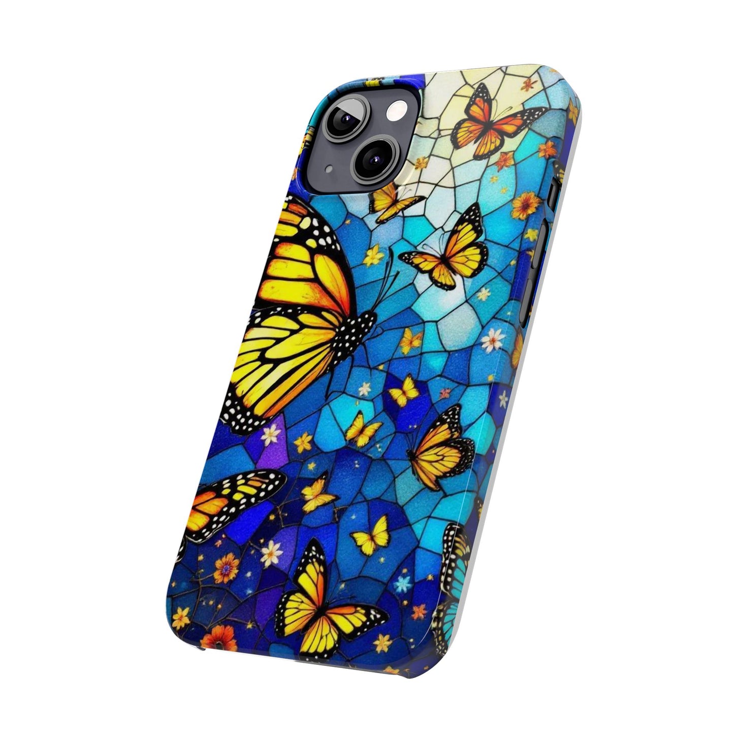 Butterfly Garden Slim Phone Case - Colorful Floral Design, Gift for Nature Lovers, Birthday Surprise, Eco-Friendly, Summer Vibes