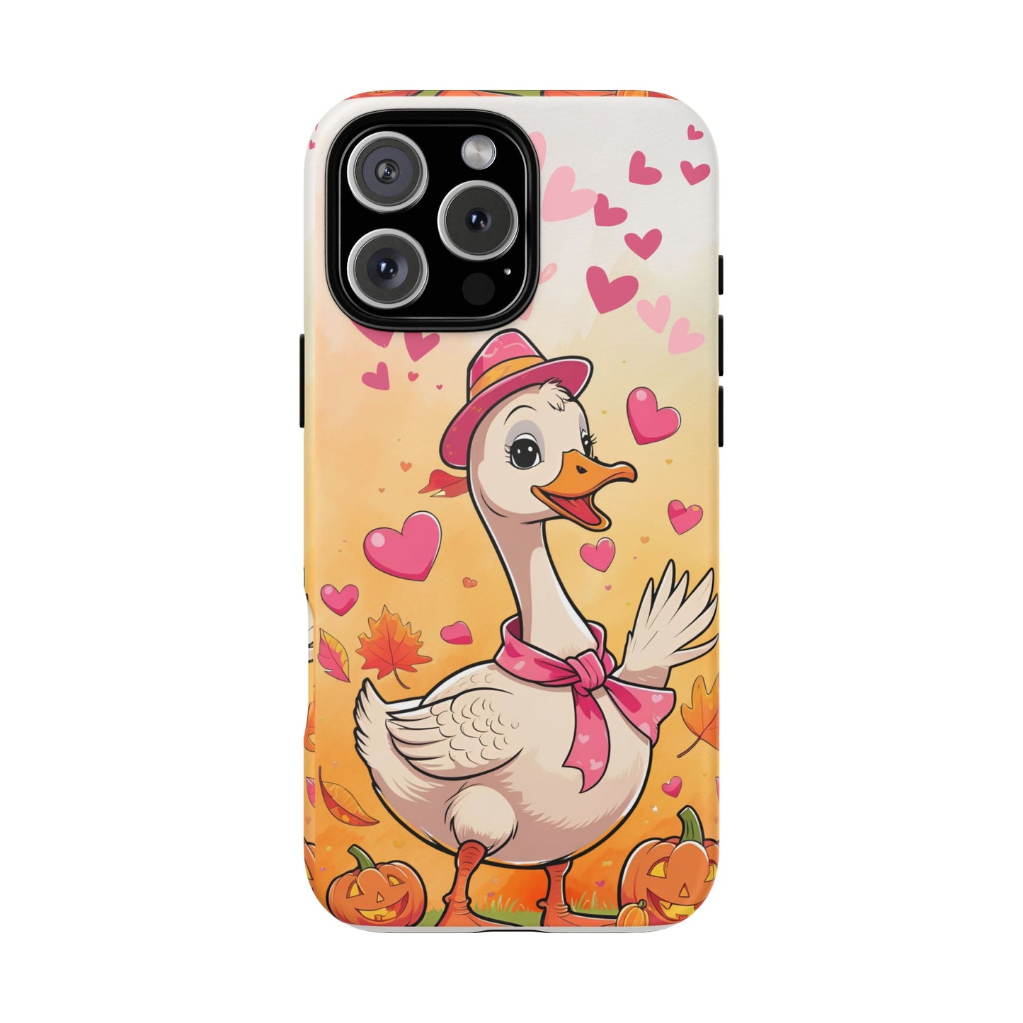 Summerween Silly Goose Phone Case, Coquette Halloween Phone Cover, Cozy Cute Halloween Aesthetic Case, Pink Hearts Fall Glam Girl Accessory