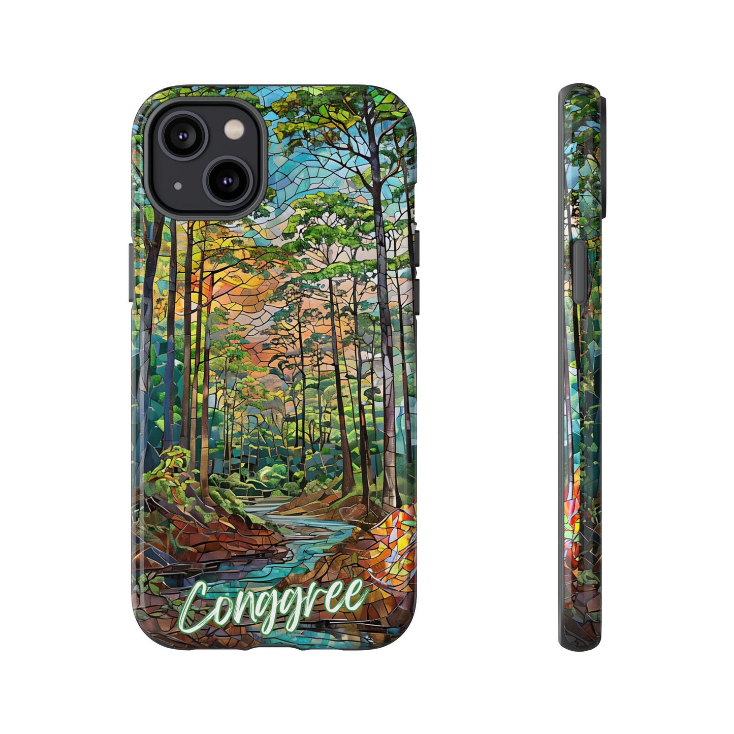Congaree Mosaic Tough Phone Case - Lush Swamp Forest Art, Southeast Nature Aesthetic, Compatible with iPhone, Galaxy, and Google Phones