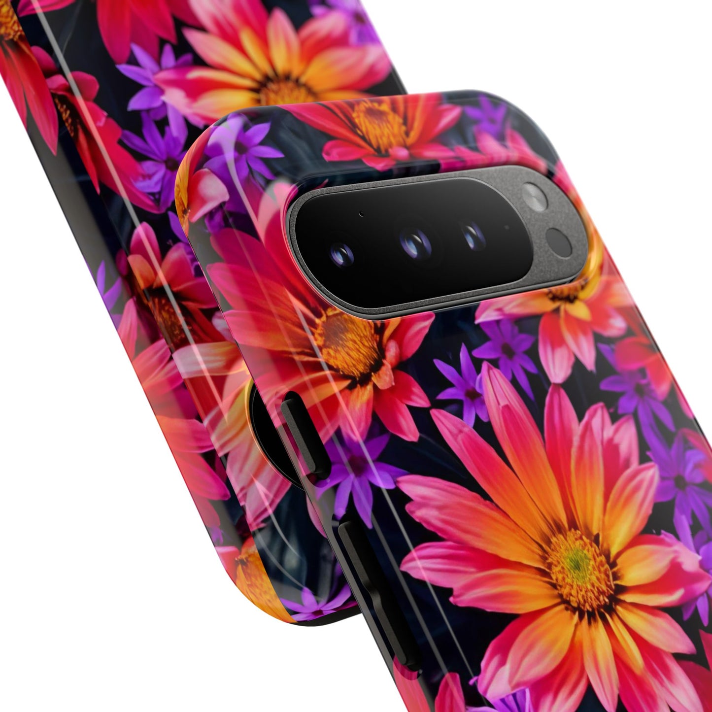 Bold Garden Flower Tough Phone Case - Colorful Floral Print, Bright Botanical Aesthetic, Compatible with iPhone, Galaxy, and Google Phones
