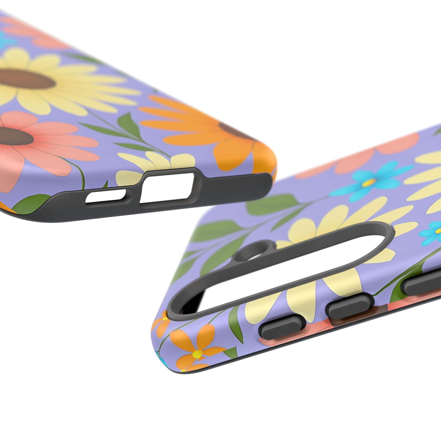 Minimal Daisy Flower Tough Phone Case - Retro Coquette Floral Print, Cute Soft Aesthetic, Compatible with iPhone, Galaxy, and Google Phones