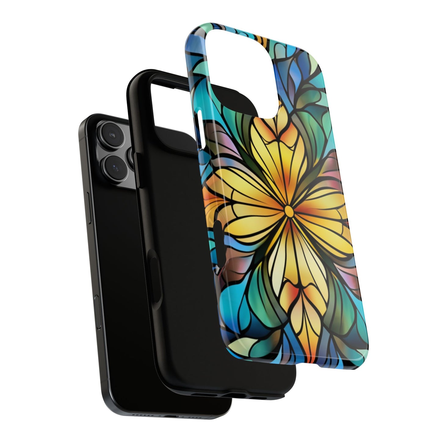 Stained Glass Sunshine Floral Phone Case, Tough Protective Gift for Women - fits iPhone 16 Pro Max Plus 15 14 13 12 11 X Samsung, Pixel