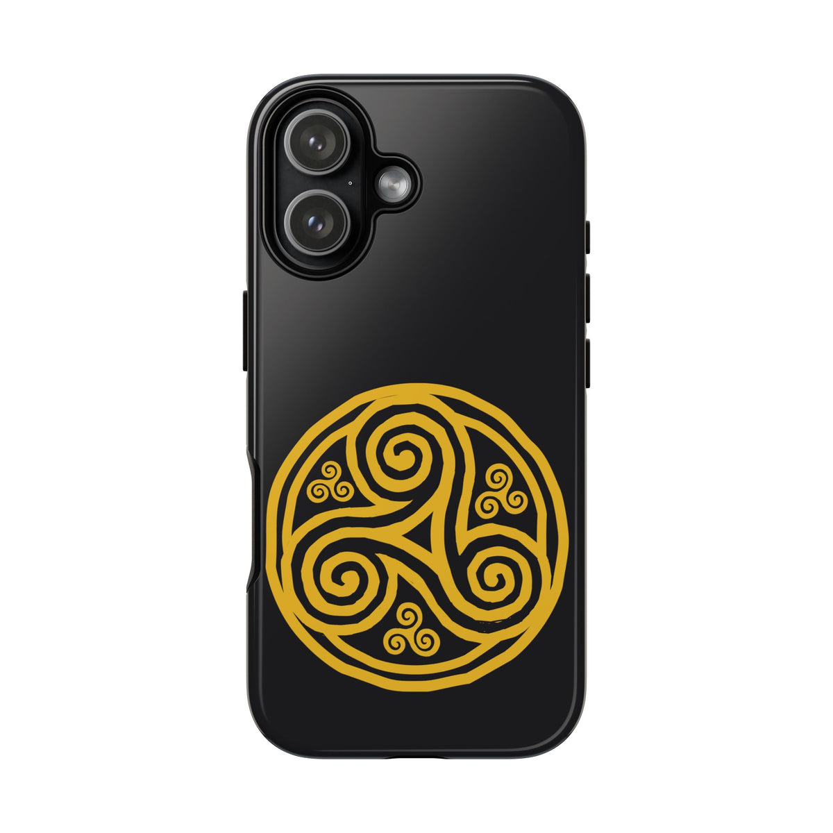 Gold Triskelion Medallion Tough Phone Case Celtic Spiral Irish Symbol Black Compatible with iPhone 17 16 15 14 13 Galaxy Google