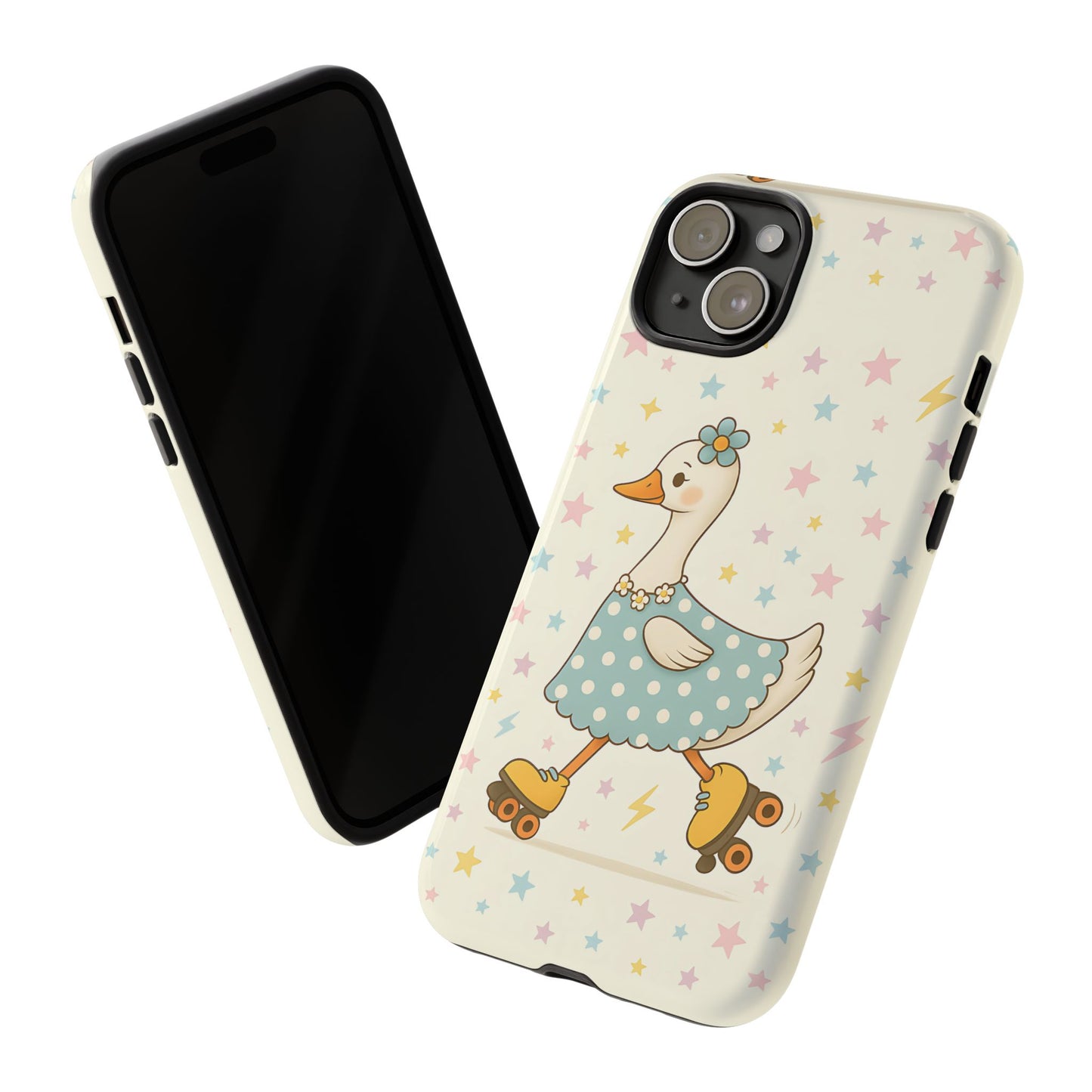 Roller Skating Goose Tough Phone Case, Retro Kawaii Animal, Silly Goose Compatible with iPhone, Galaxy, Google