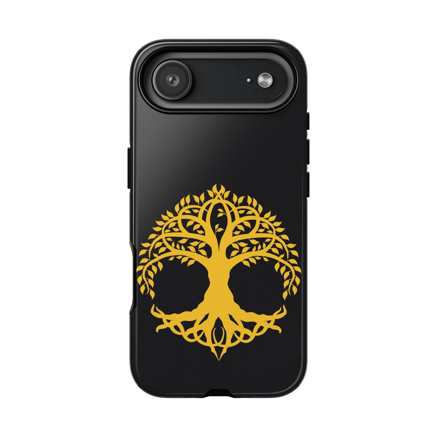 Tree of Life Tough Phone Case Celtic Symbol Gold Black Spiritual Family Roots Compatible with iPhone 17 16 15 14 13 Galaxy Google