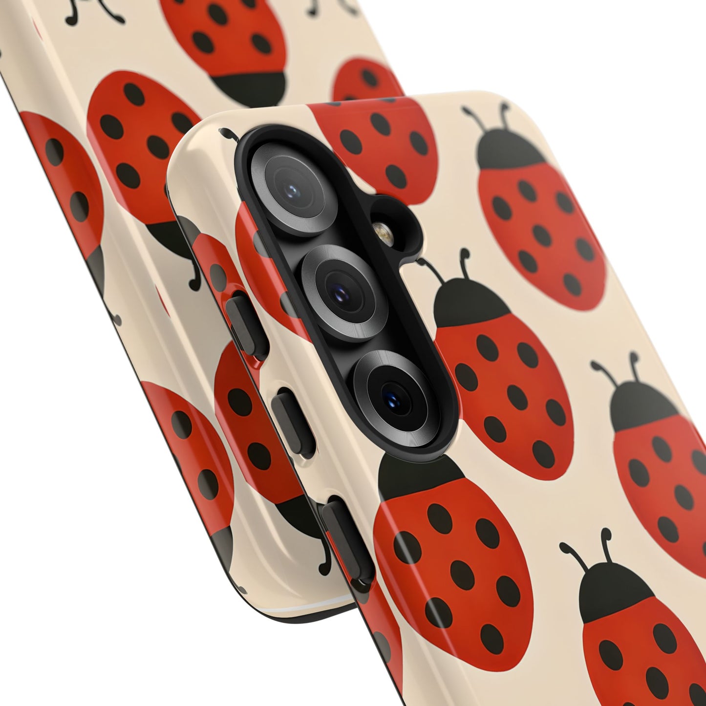 Cute Ladybug Tough Phone Case - Red and Black Insect Pattern, Nature-Inspired Design, Compatible with iPhone, Galaxy, and Google Phones