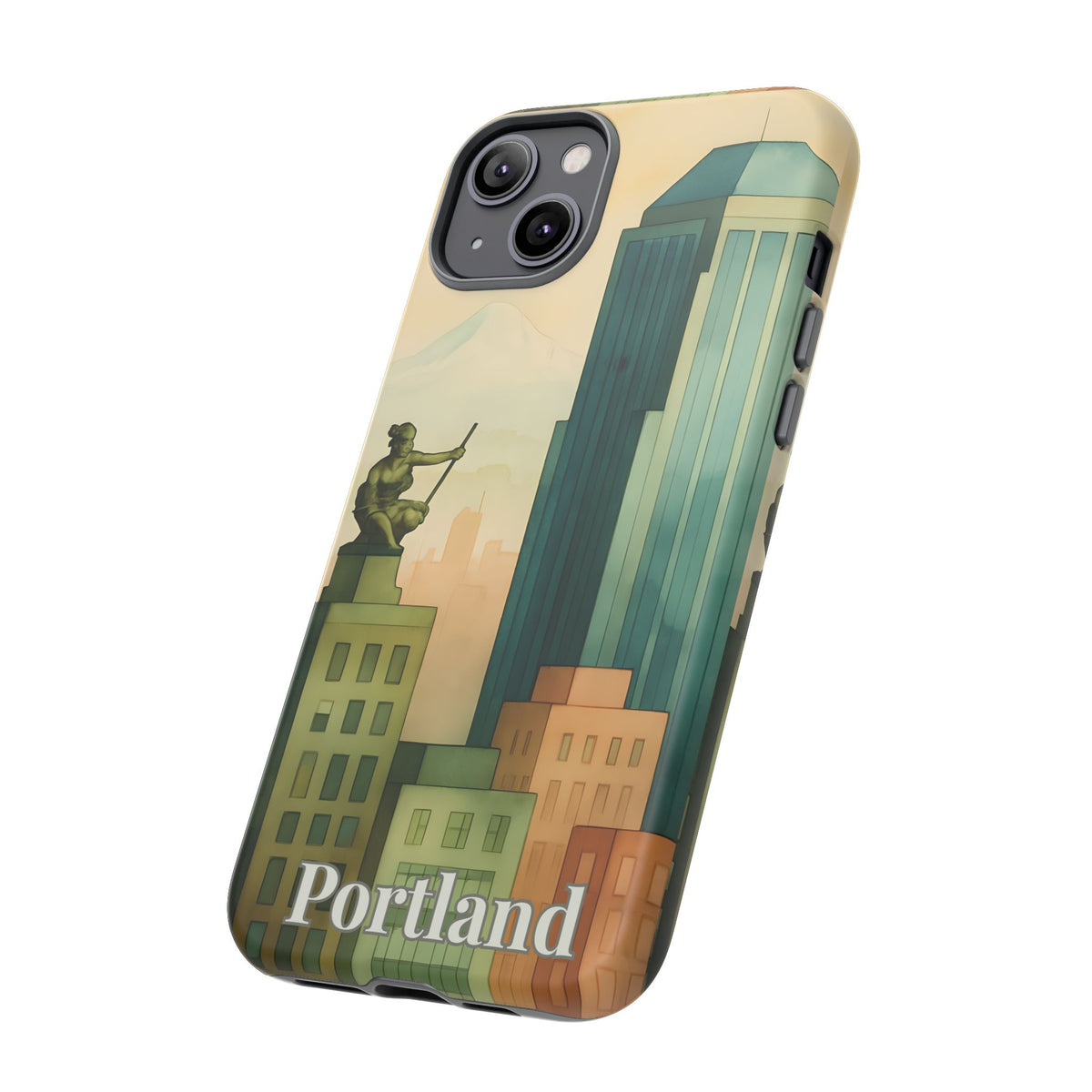 Portland Cityscape Phone Case • Urban Skyline Art Tough Case • Watercolor City Aesthetic • Gift for Travelers • Compatible with iPhone, Galaxy, Google