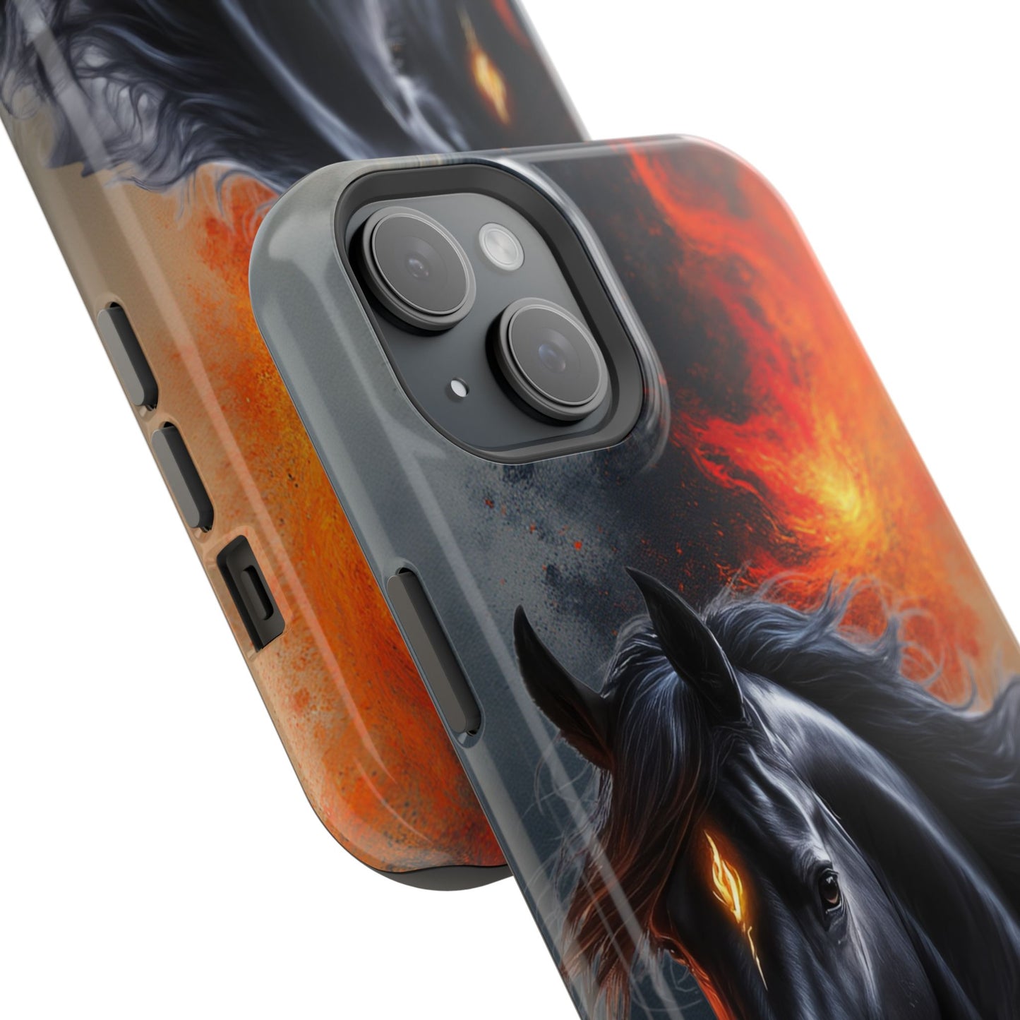 Year of the Horse Black Art Magnetic Phone Case, Chinese Zodiac 2026 Design, compatible with iPhone 17 16 15 14 13