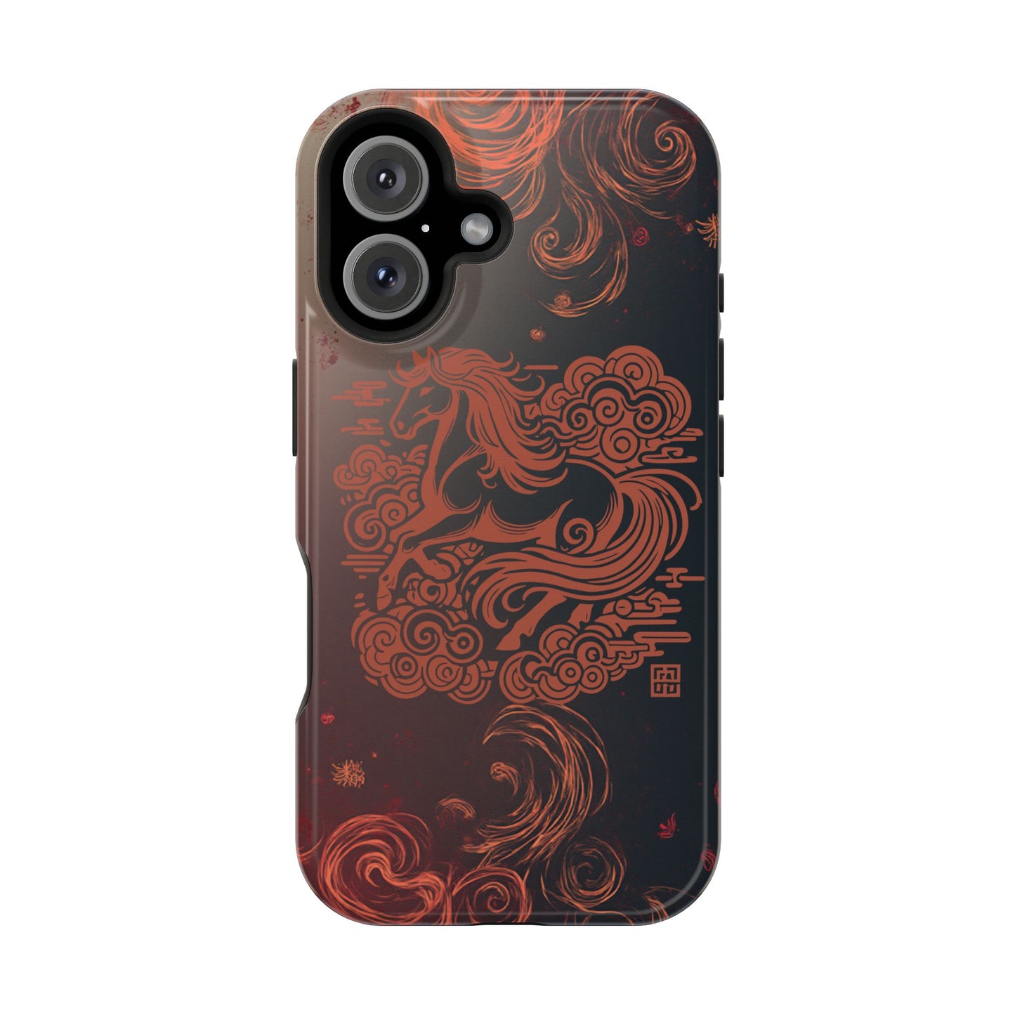 Year of the Horse Floral Art Magnetic Phone Case, Chinese Zodiac 2026 Design, compatible with iPhone 17 16 15 14 13