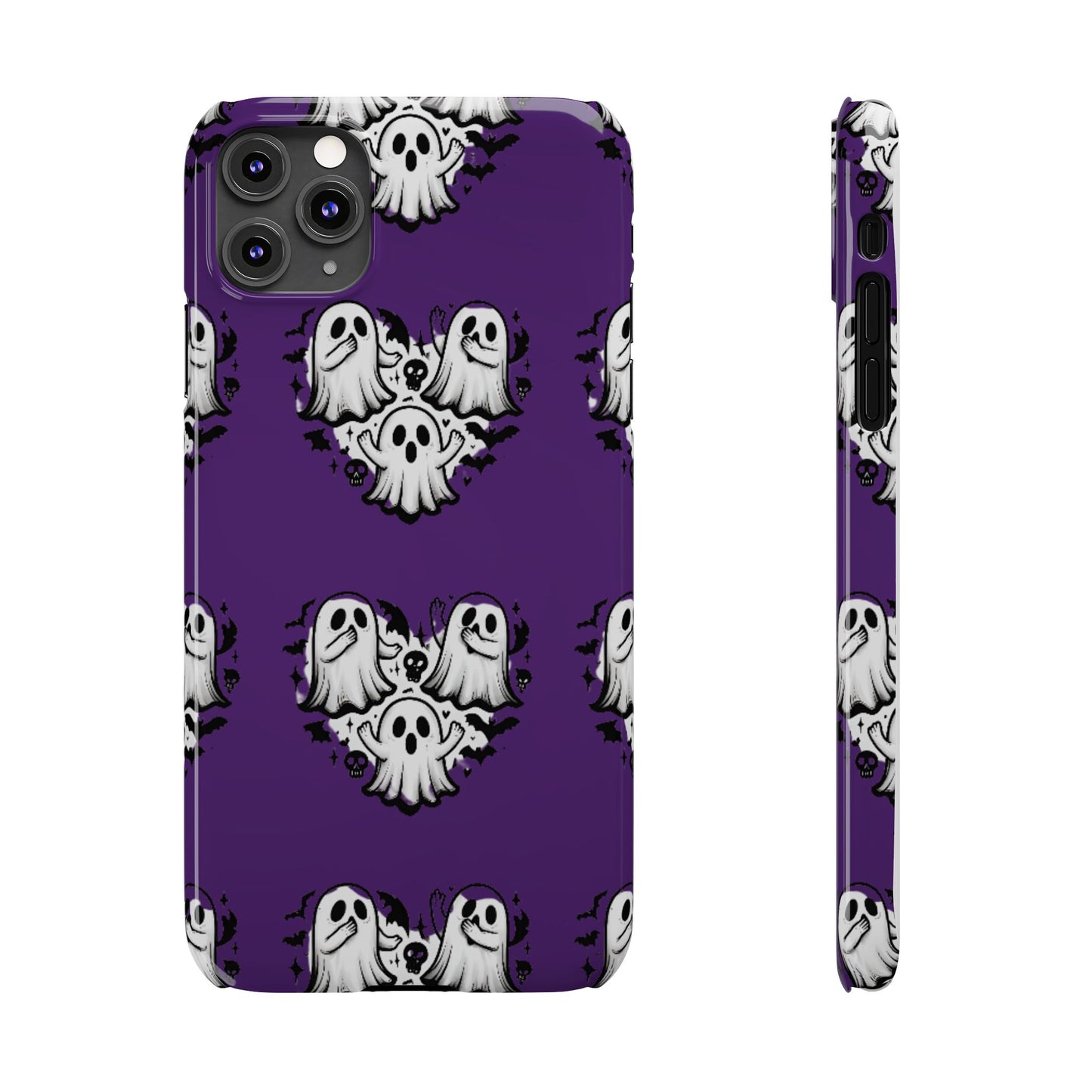 Cute Ghost Heart Slim Phone Case, Creepy Cute Spooky Heart Print, Goth Coquette Aesthetic Spooky Accessories, Halloween Gift Case