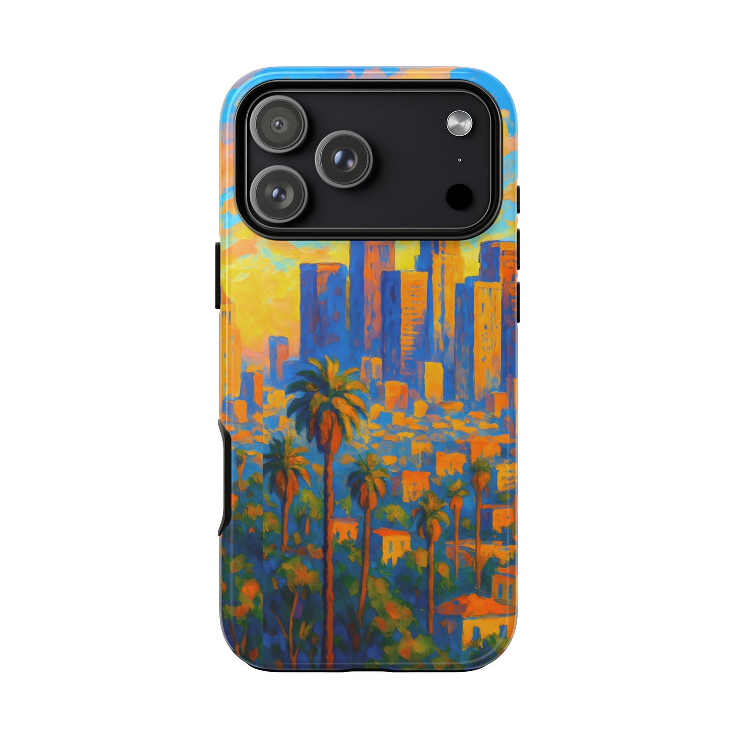Cityscape Tough Phone Case, Los Angeles Skyline Phone Cover, Sunset Glow Design Compatible with iPhone, Galaxy & Google