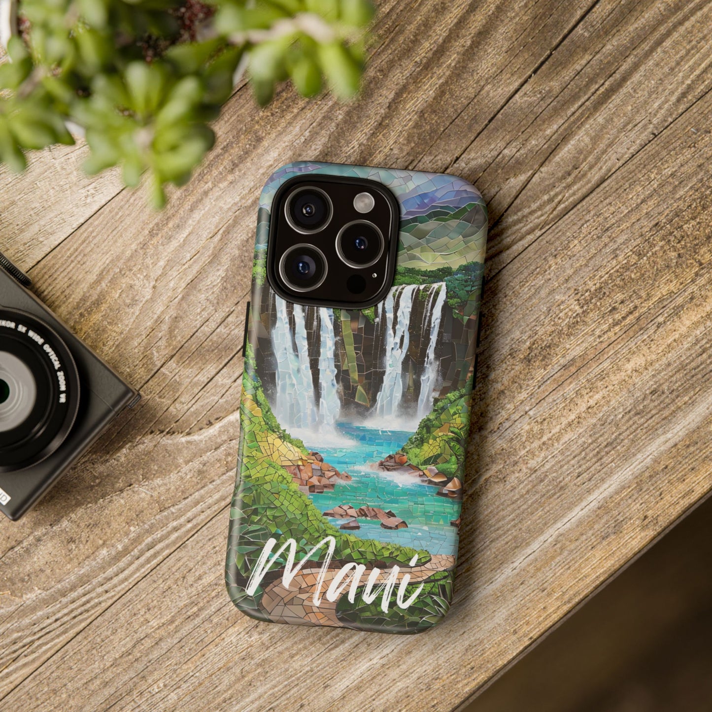 Haleakala National Park Phone Case, Mosaic Phone Case, Hawaii Nature Art National Park Gift Scenic Waterfall Phone Cover Landscape Aesthetic