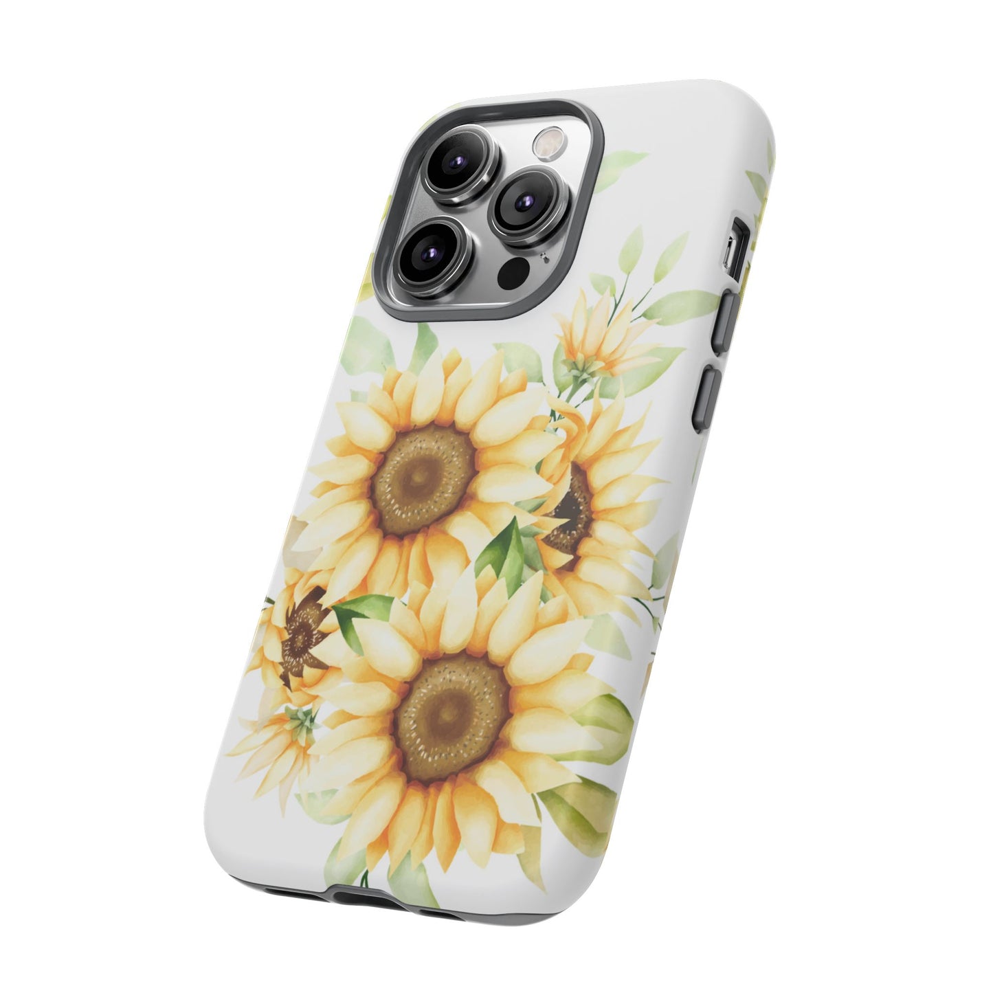 Sunflower Floral Tough Phone Case - Watercolor Botanical Art, Bright Nature Aesthetic, Compatible with iPhone, Galaxy, and Google Phones