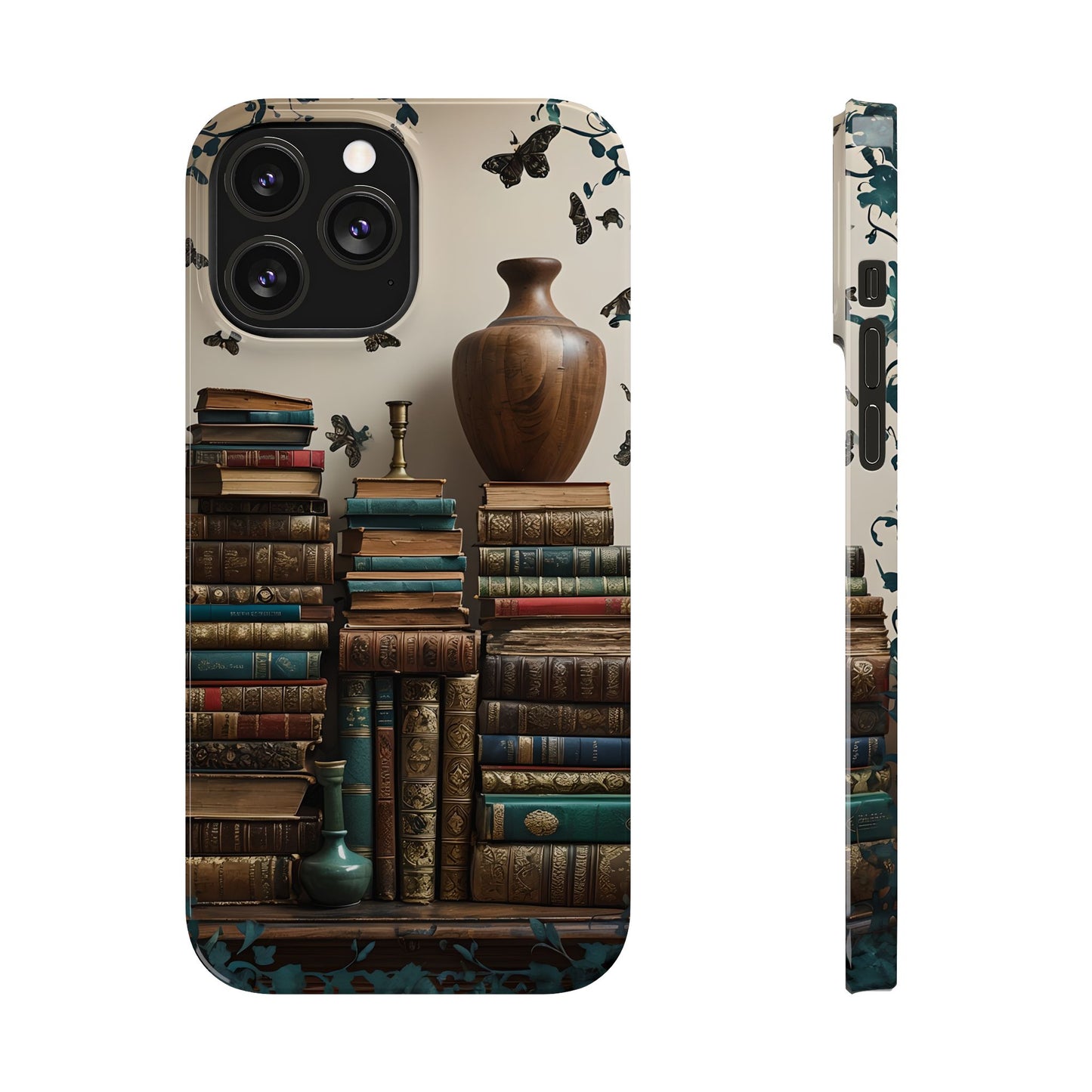 Bookshelf Butterfly Slim Phone Cases | Literary Gift, Reading Accessories, Unique Decor, Nature Lovers, Bookish Style
