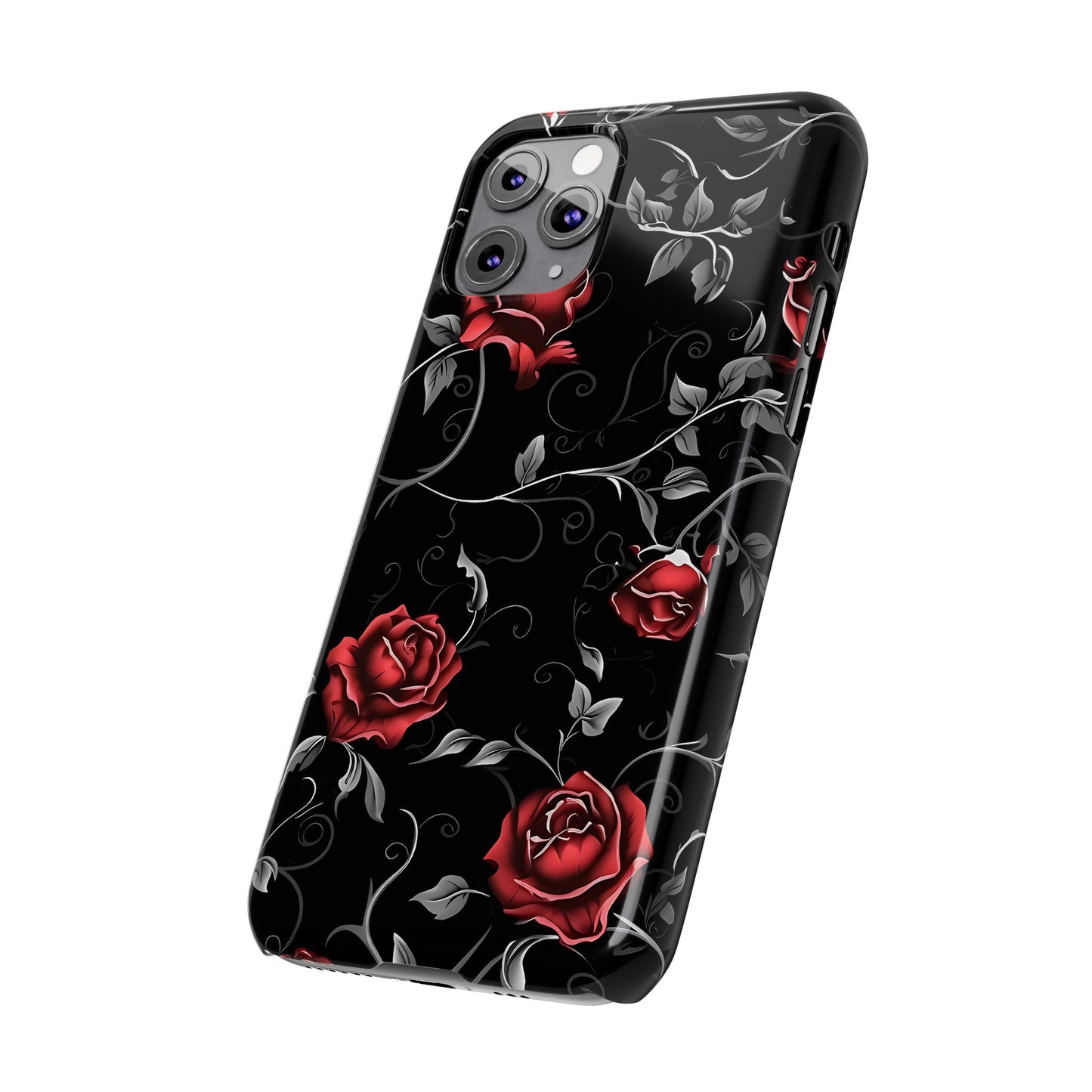 Elegant Floral Slim Phone Cases, Gothic Style Case, Rose Design Cover, Unique Gift for Her, Phone Accessories, Modern Chic