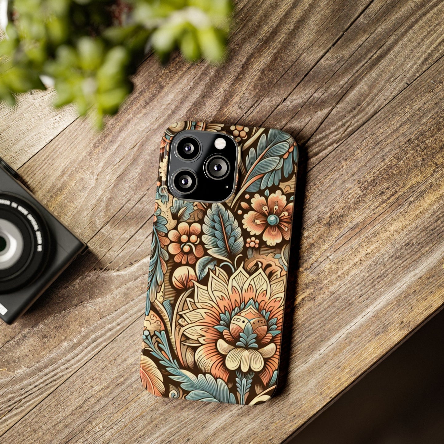 Floral Slim Phone Case, Boho Chic Phone Cover, Stylish Gift for Her, Spring and Summer Accessory, Trendy Phone Protector