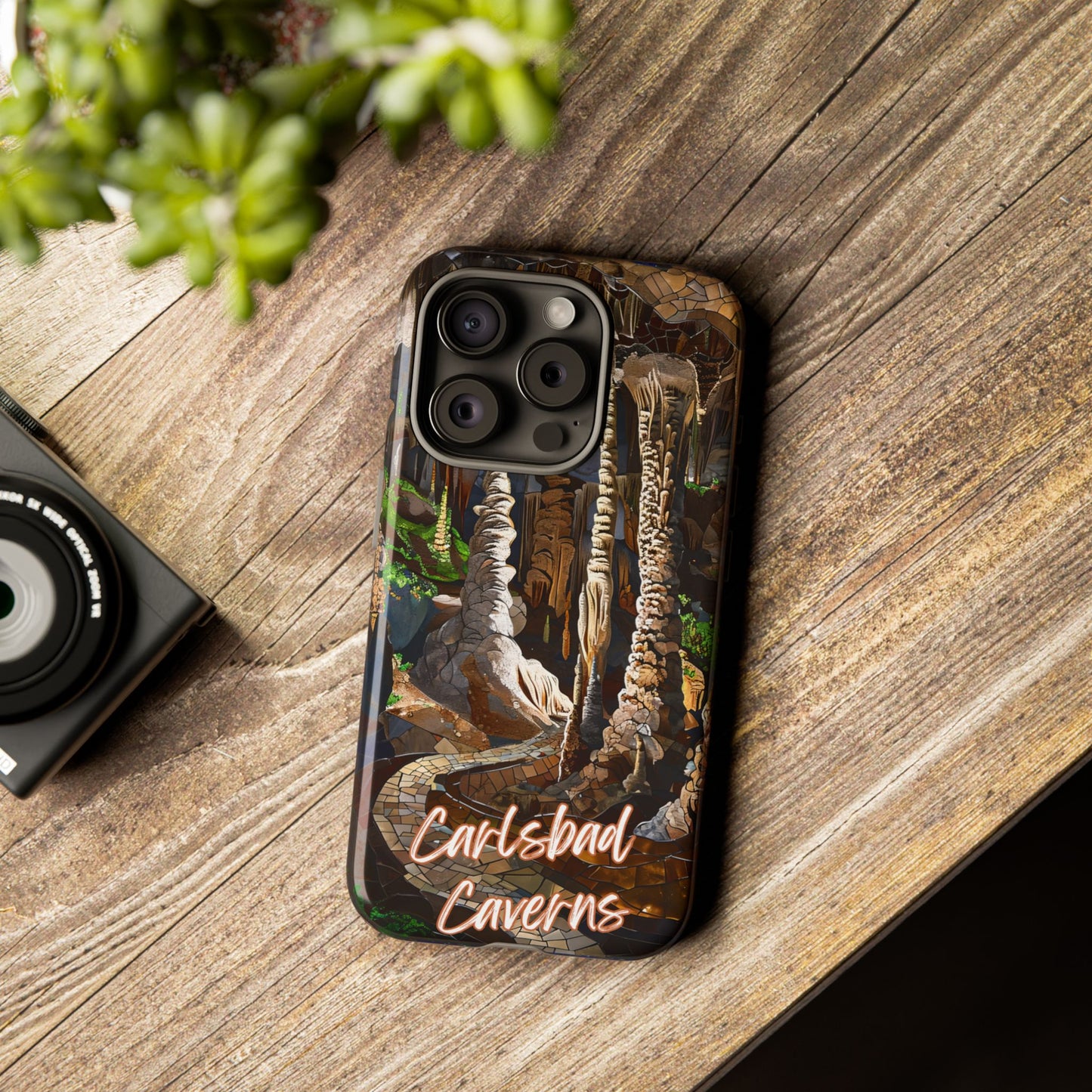 Carlsbad Caverns Mosaic Tough Phone Case, Cave Landscape Art, Moody Nature Aesthetic, Compatible with iPhone, Galaxy, and Google Phones