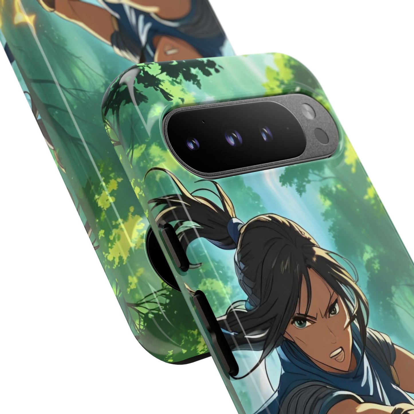 Anime Warrior Girl Tough Phone Case - Japanese Action Aesthetic, Fierce Heroine Design, Compatible with iPhone, Galaxy, and Google Phones