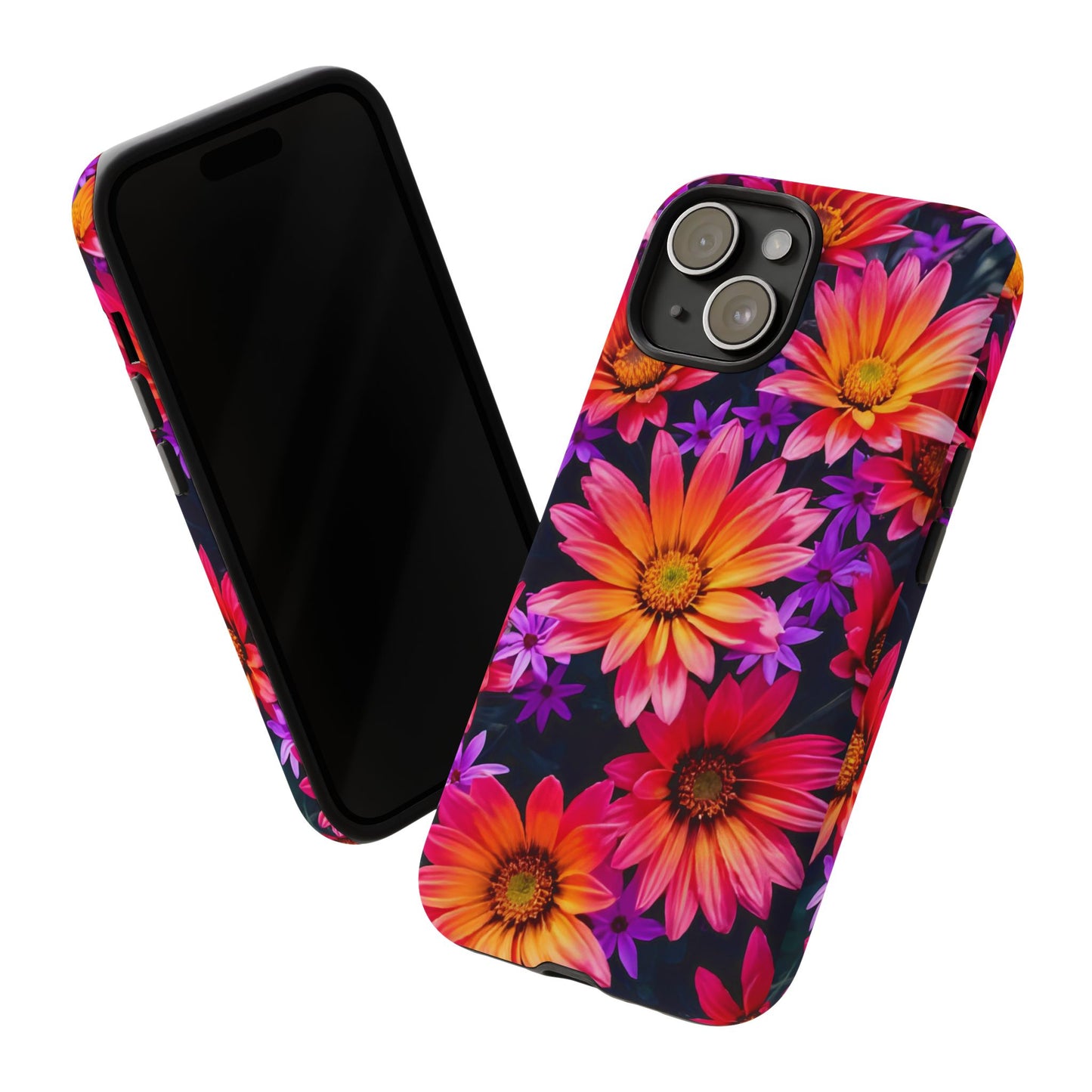Bold Garden Flower Tough Phone Case - Colorful Floral Print, Bright Botanical Aesthetic, Compatible with iPhone, Galaxy, and Google Phones