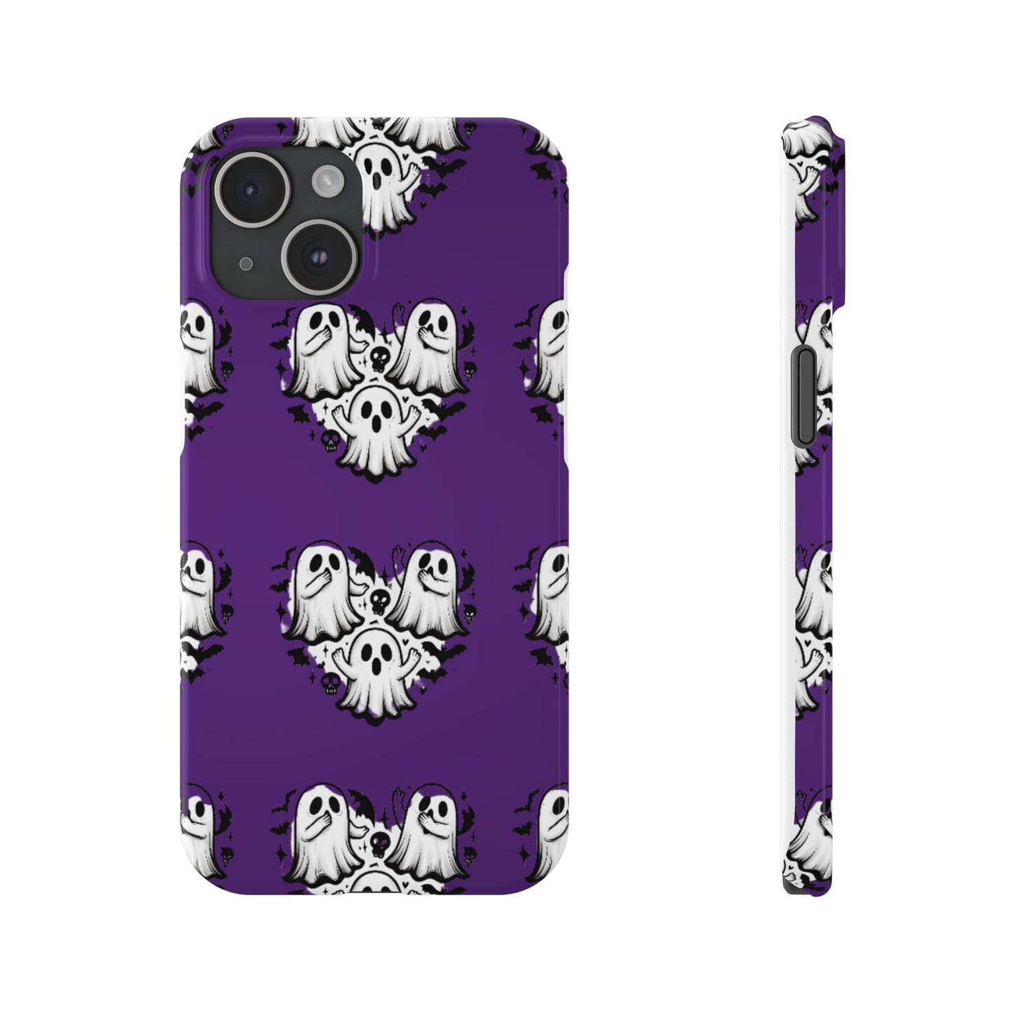 Cute Ghost Heart Slim Phone Case, Creepy Cute Spooky Heart Print, Goth Coquette Aesthetic Spooky Accessories, Halloween Gift Case