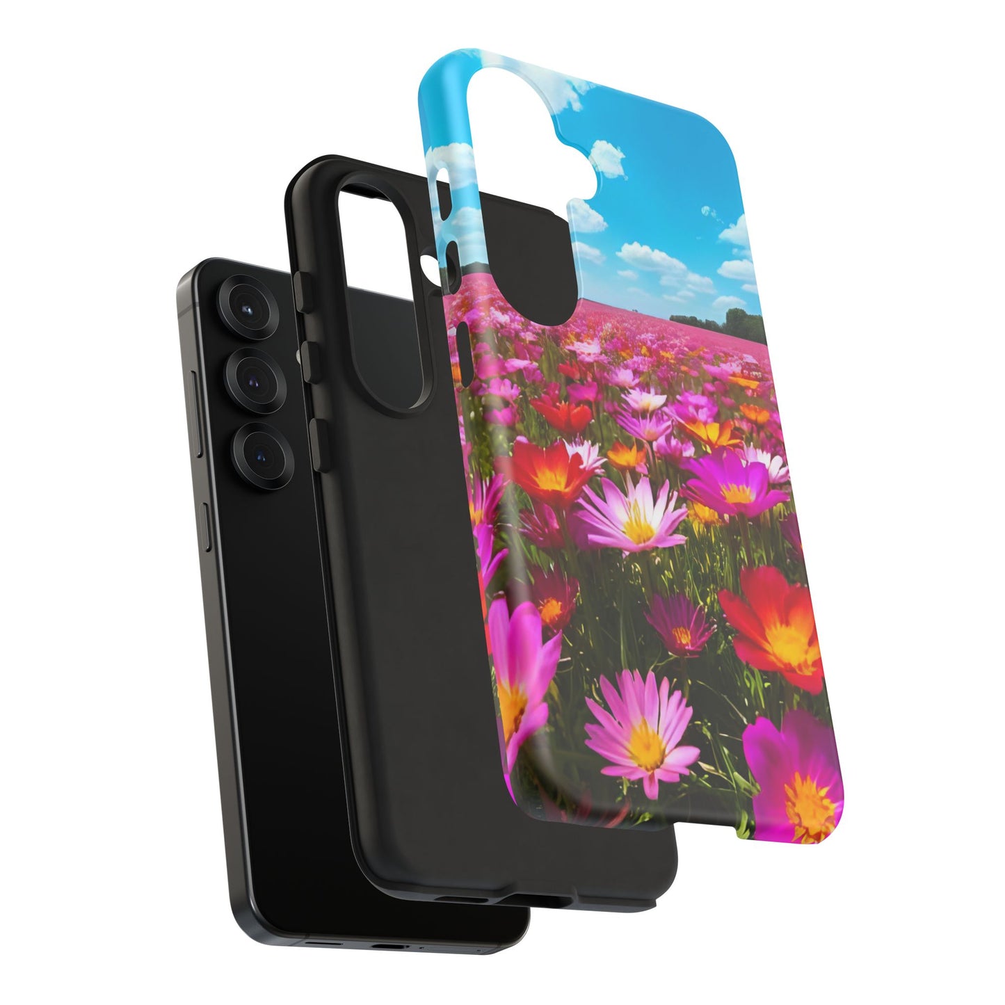 Flower Field Tough Phone Case - Wildflower Meadow Print, Colorful Nature Aesthetic, Compatible with iPhone, Galaxy, and Google Phones