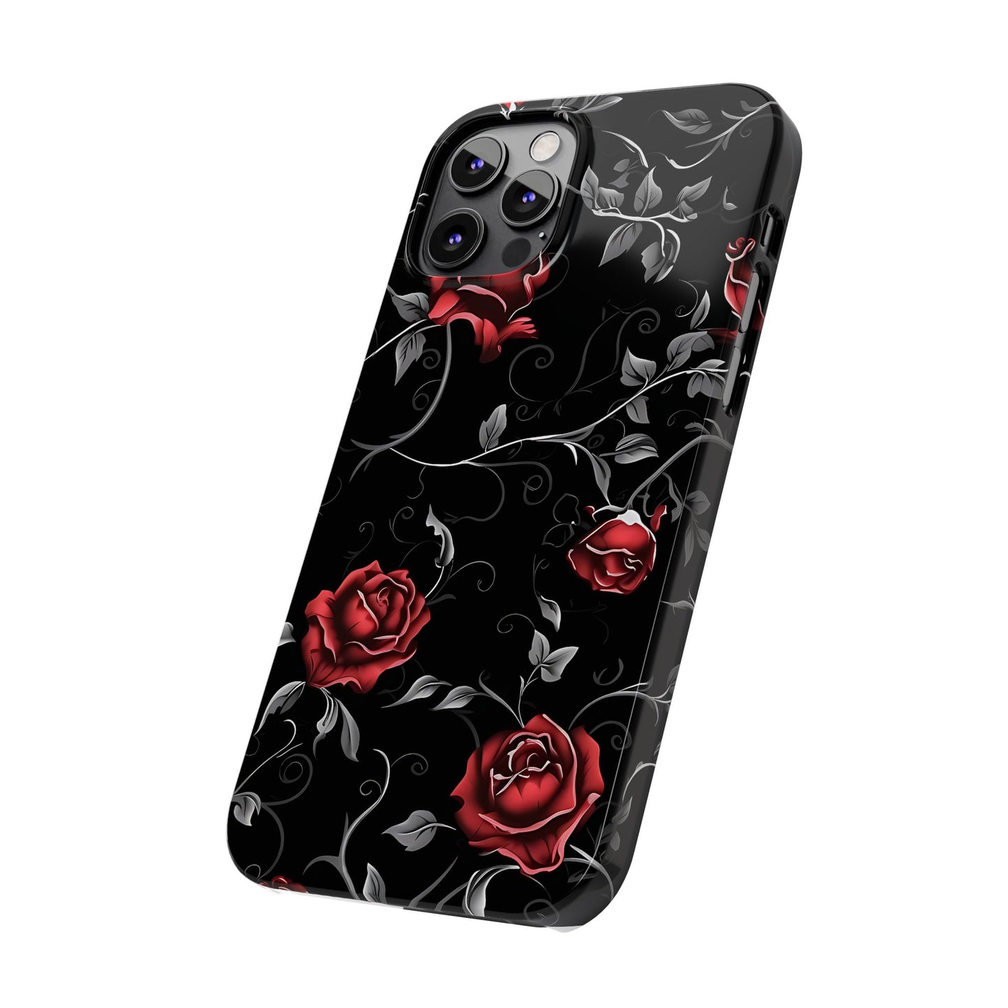 Elegant Floral Slim Phone Cases, Gothic Style Case, Rose Design Cover, Unique Gift for Her, Phone Accessories, Modern Chic