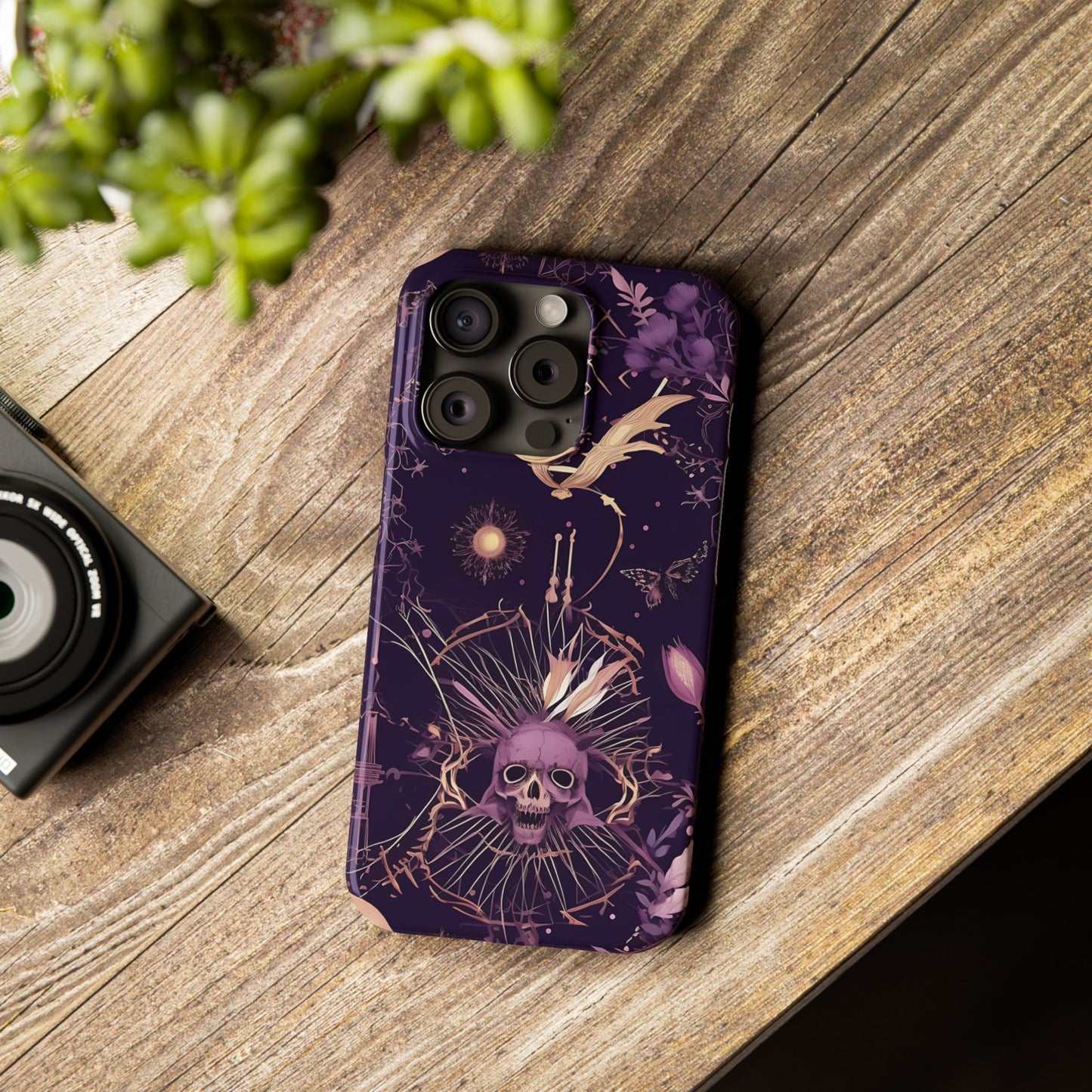Gothic Floral Slim Phone Cases, Ghostly Style Mobile Cover, Dark Aesthetic Gift, Unique Protective Case, Perfect for Halloween