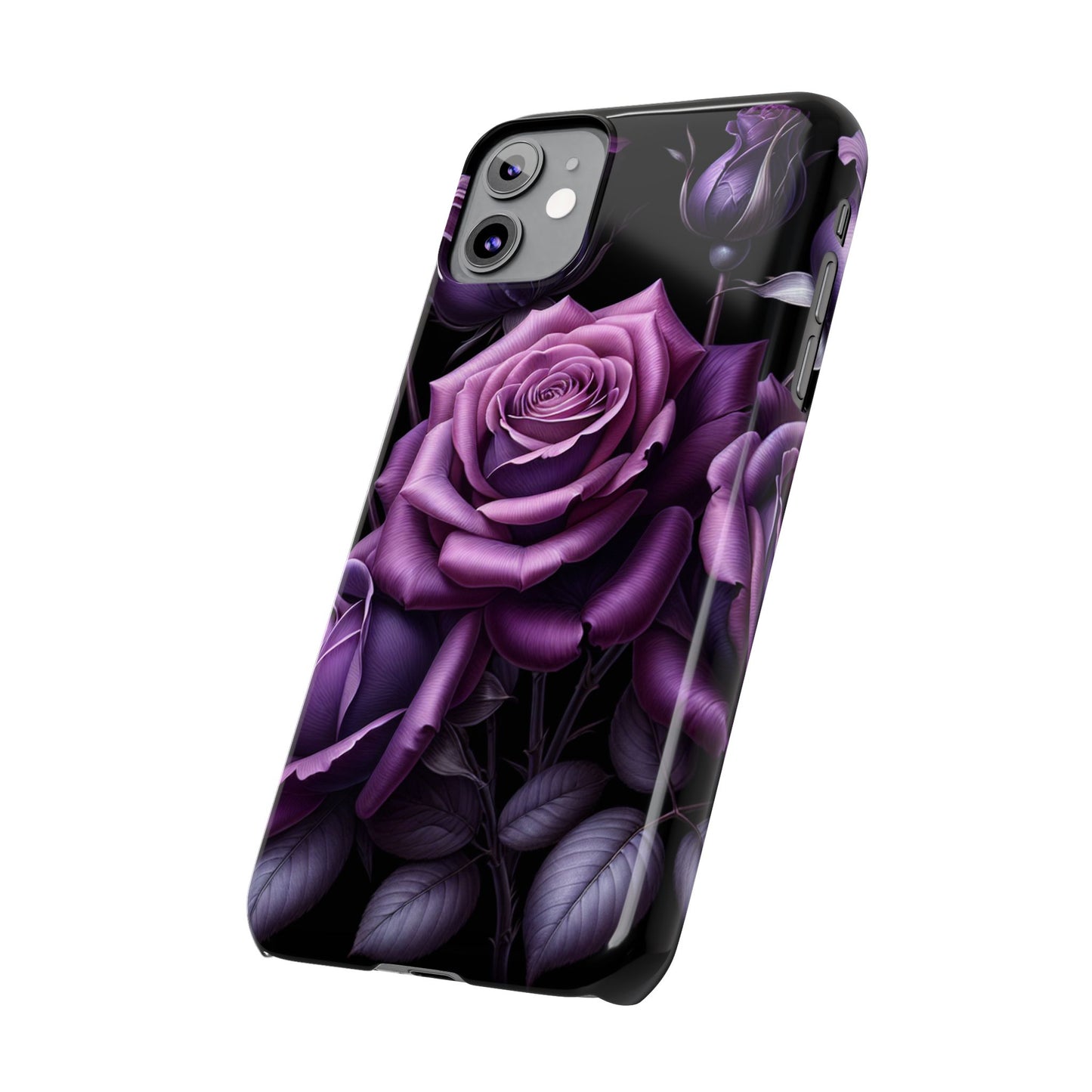 Purple Rose Slim Phone Cases, Floral Phone Cover, Elegant Smartphone Case, Gift for Her, Mother's Day Accessories